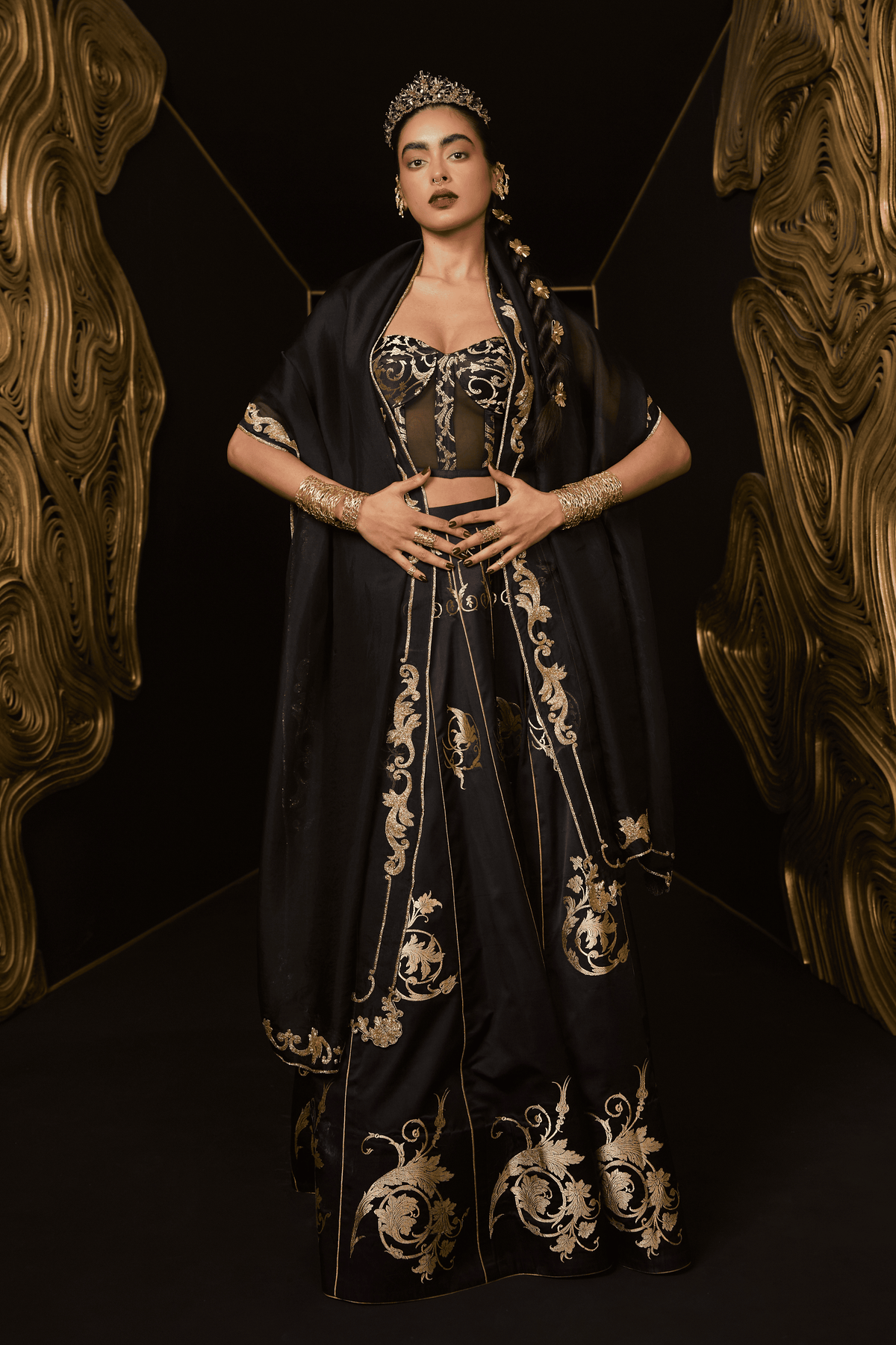 Vixen Lehenga in Black