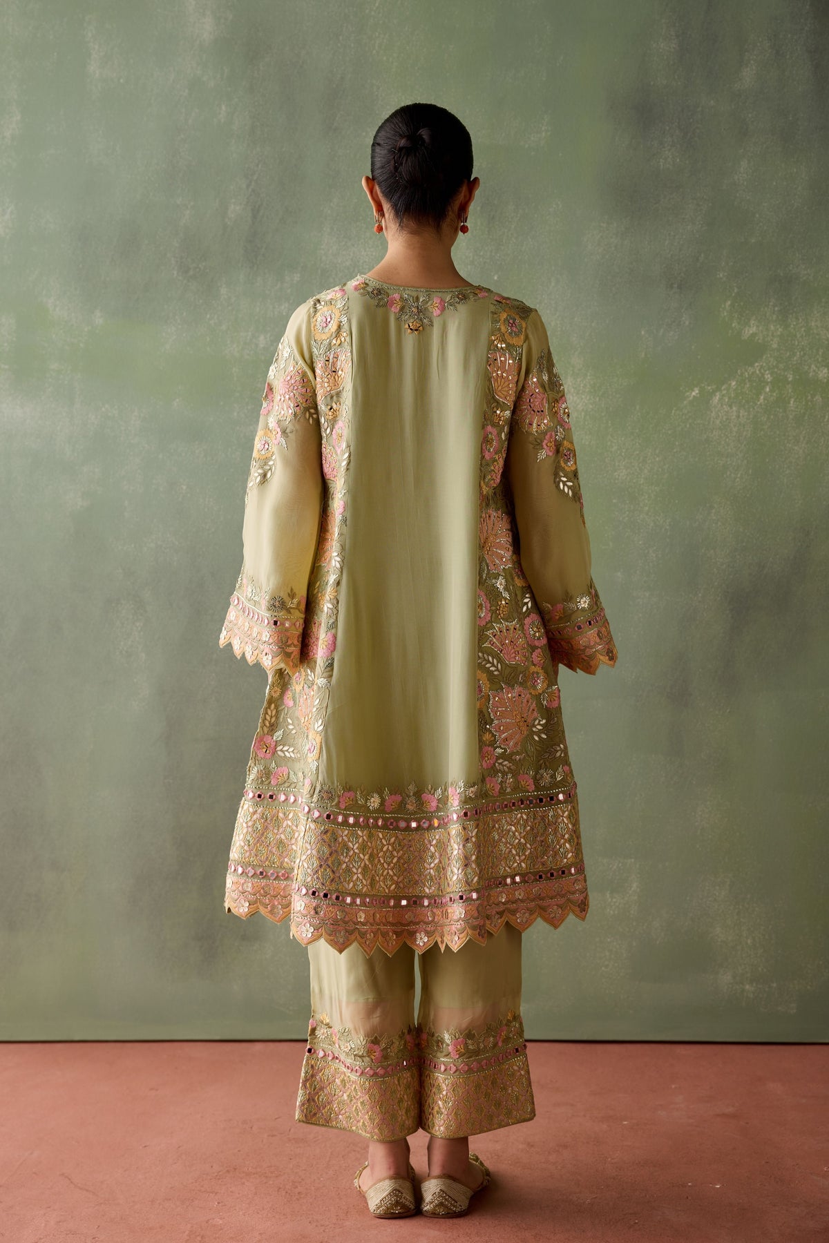 Green Organza Kurta Set