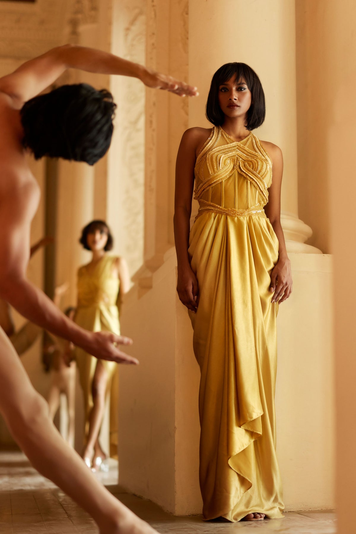 Melia Mustard Gown