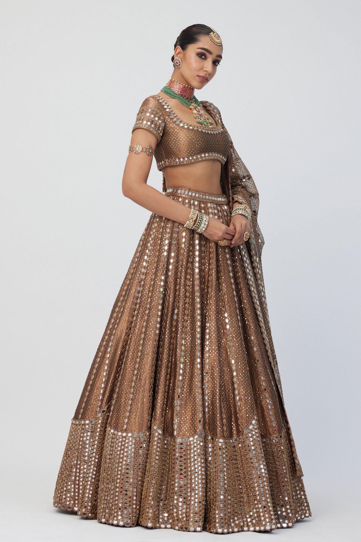 Copper Shimmer Mirror Lehenga Set