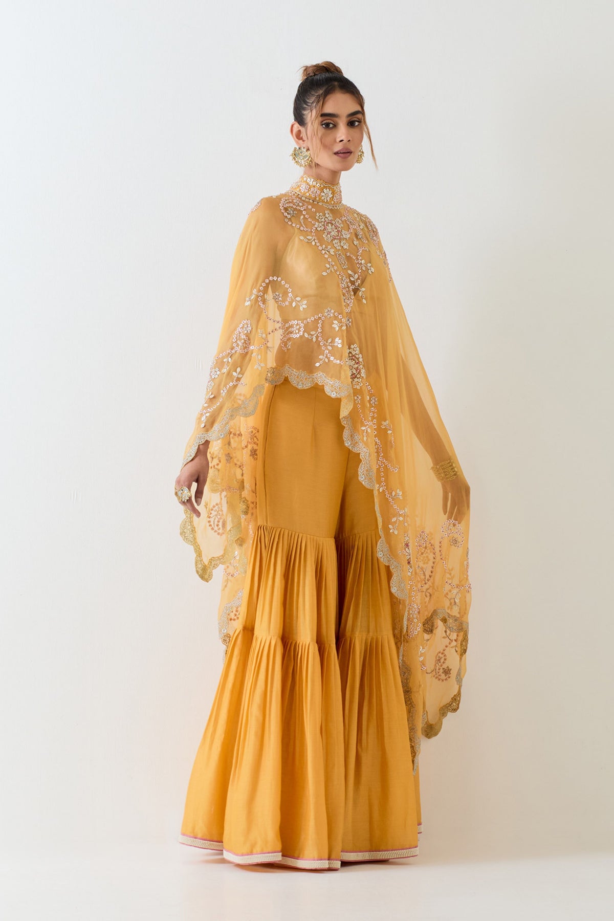 Organza Cape With Sharara Set