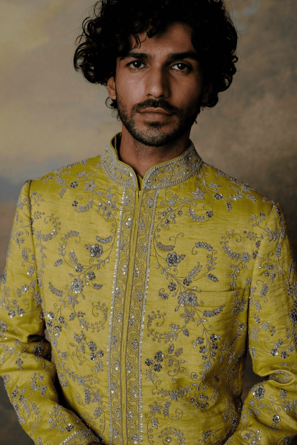 Mustard Sherwani Set