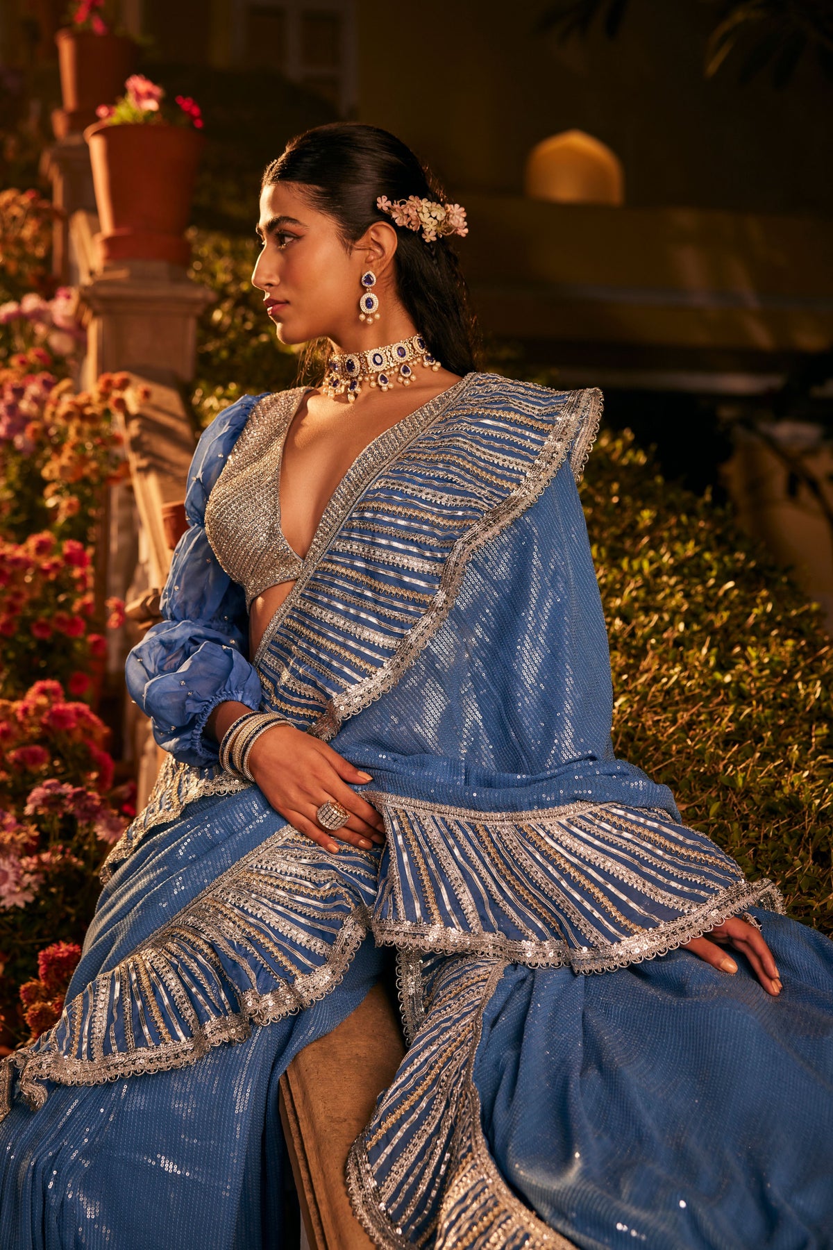 Blue Nirva Saree Set