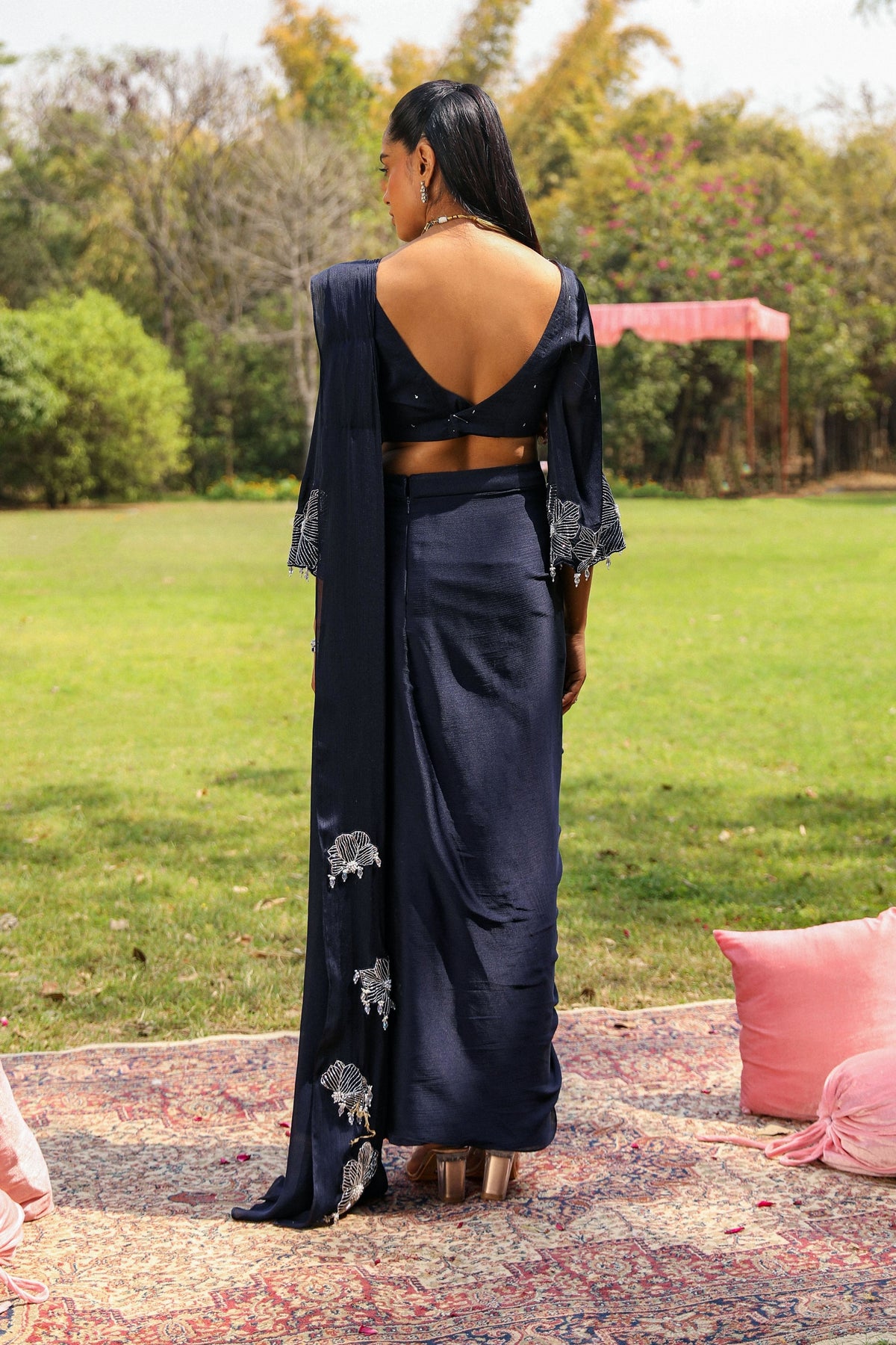 Dilbar Navy Blue Drape Saree