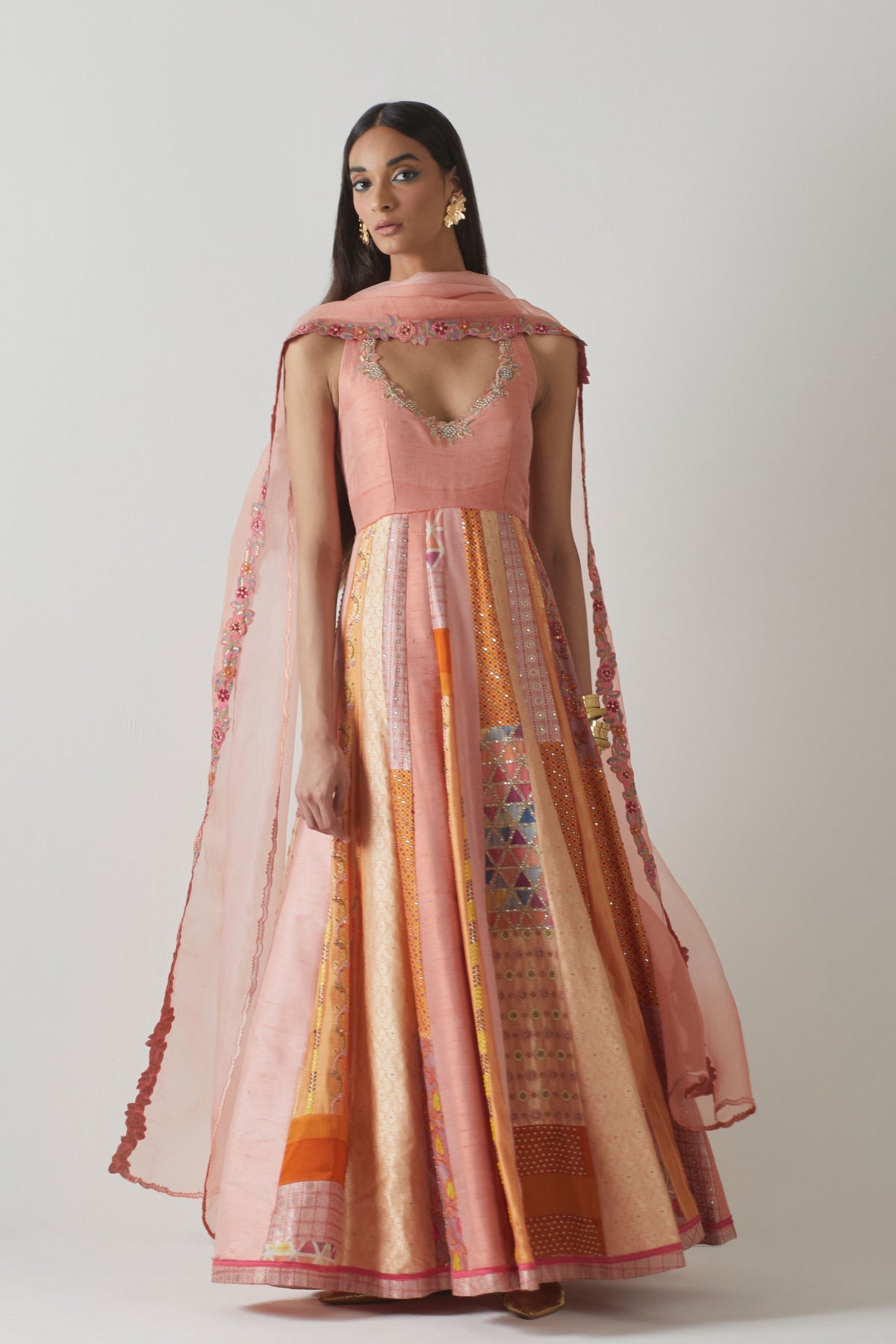 Coral Anarkali Set