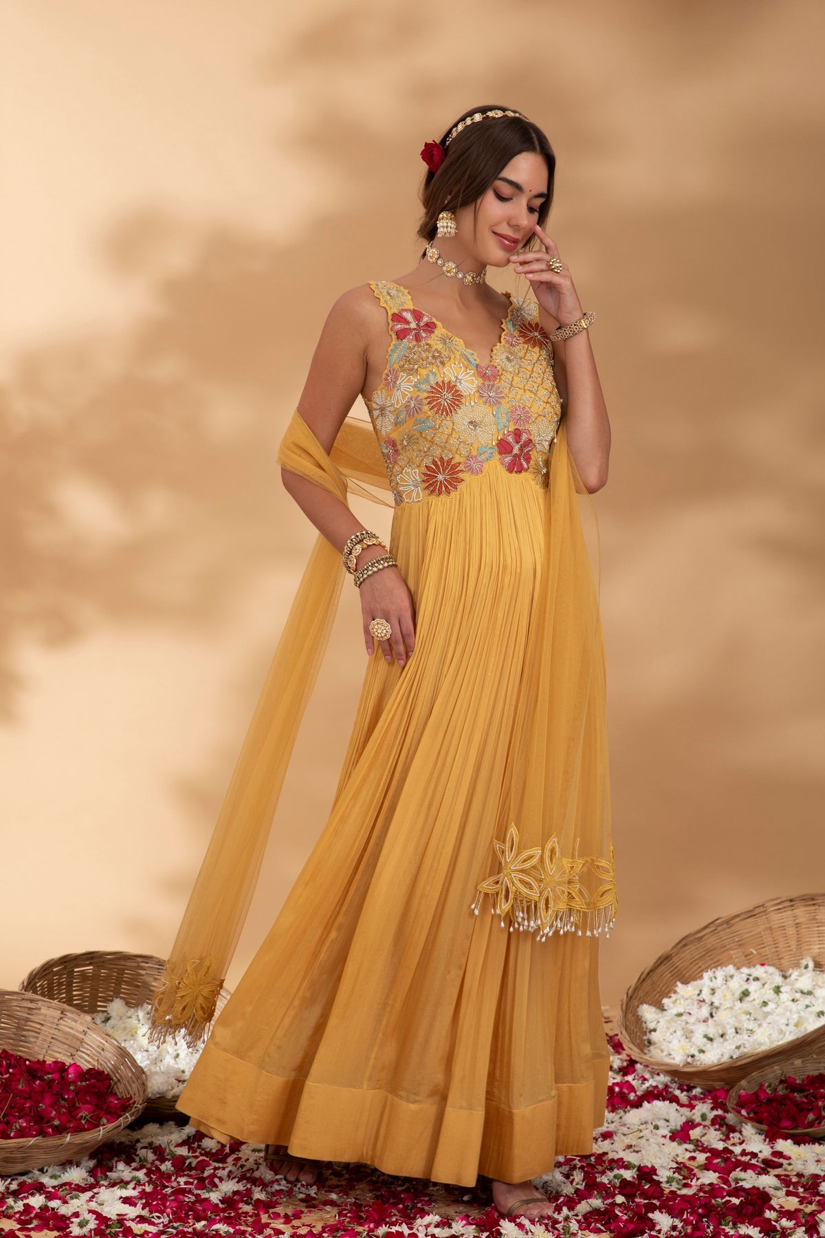 Golden Yellow Anarkali Set