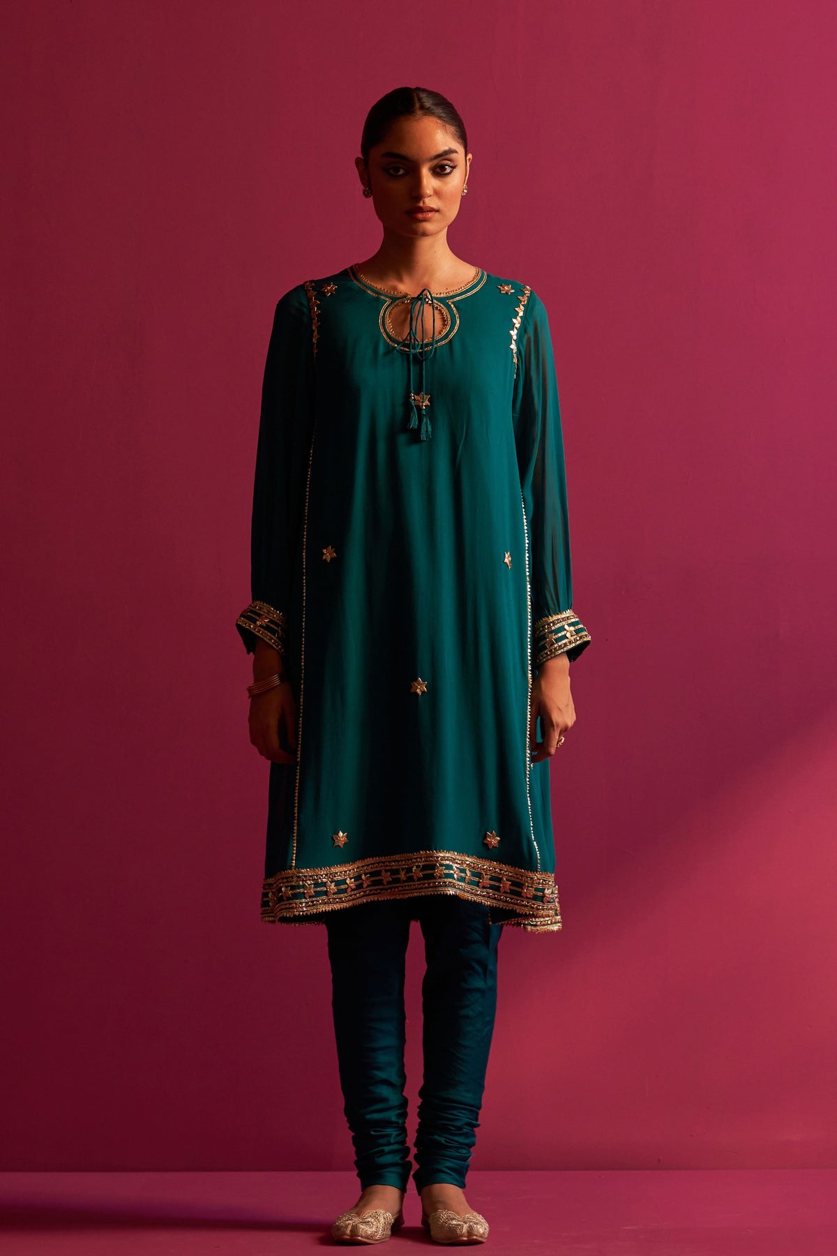 Turquoise Green Jhalak Kurta Set