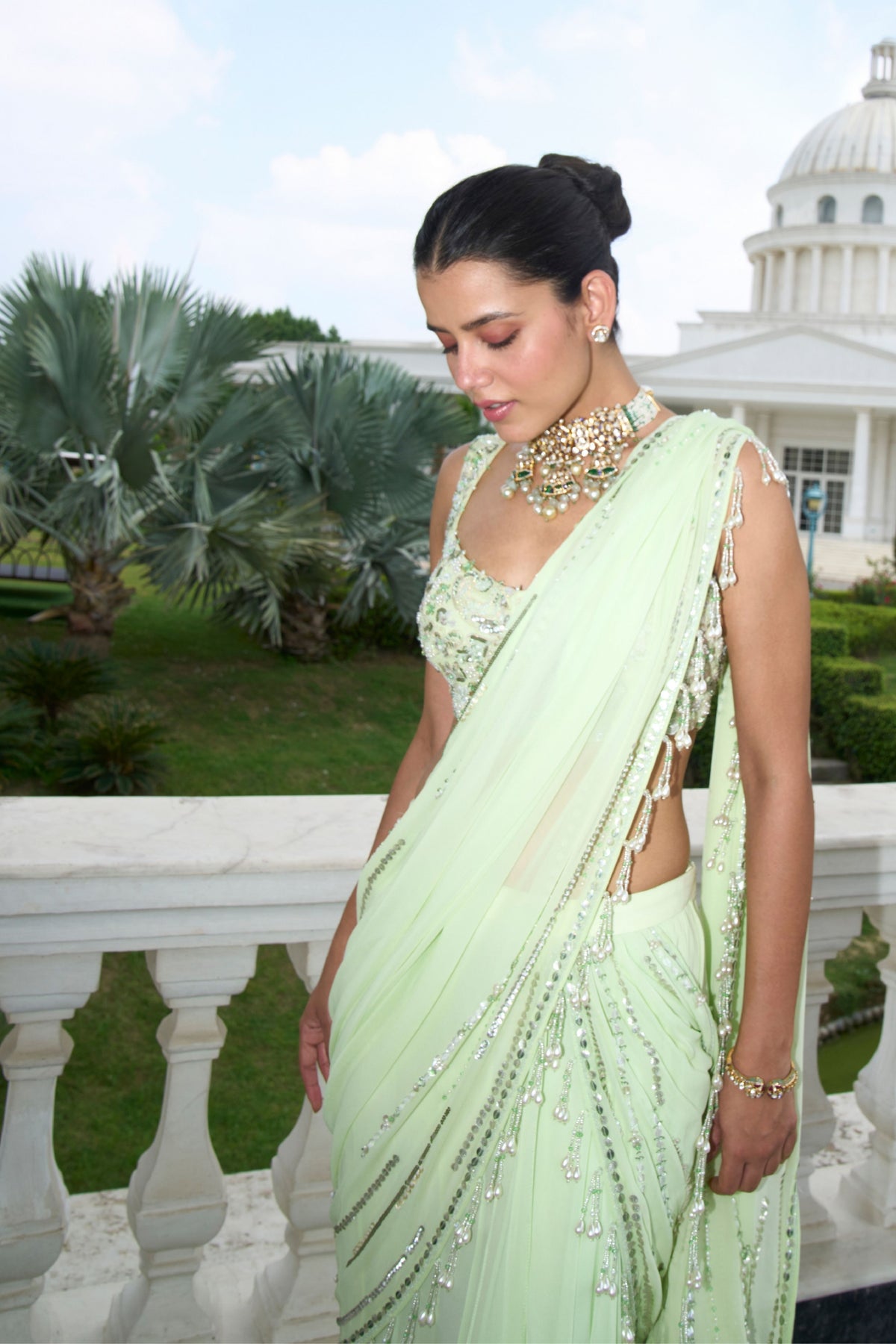 Lime Green Saree Set