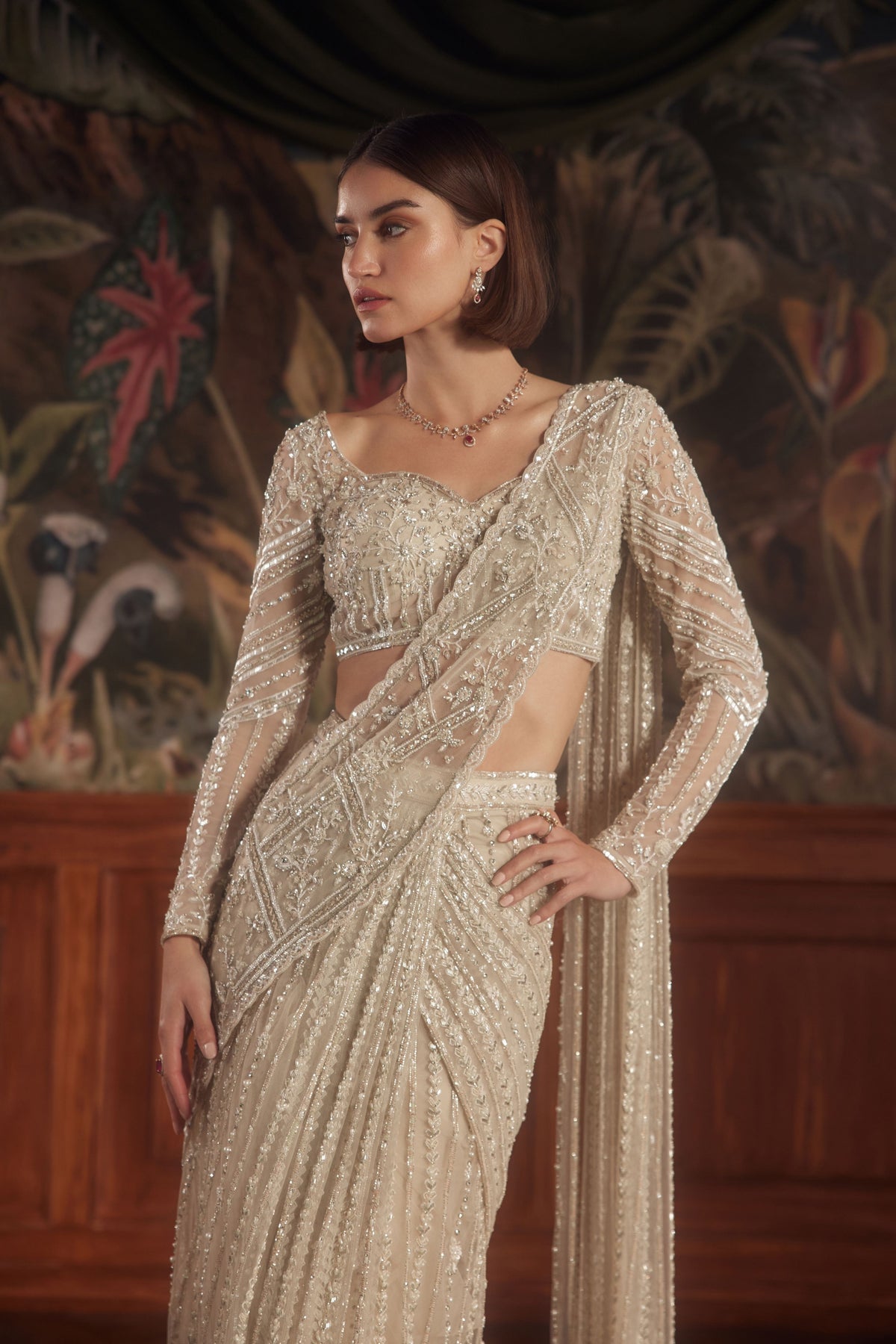 Centaurus Ivory Draped Saree