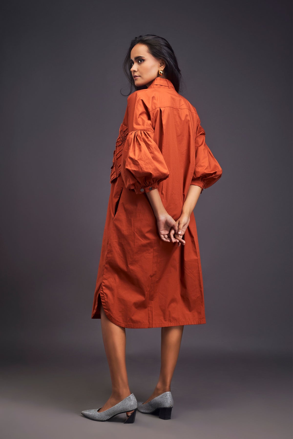 Rust Oversized Shirt Dress