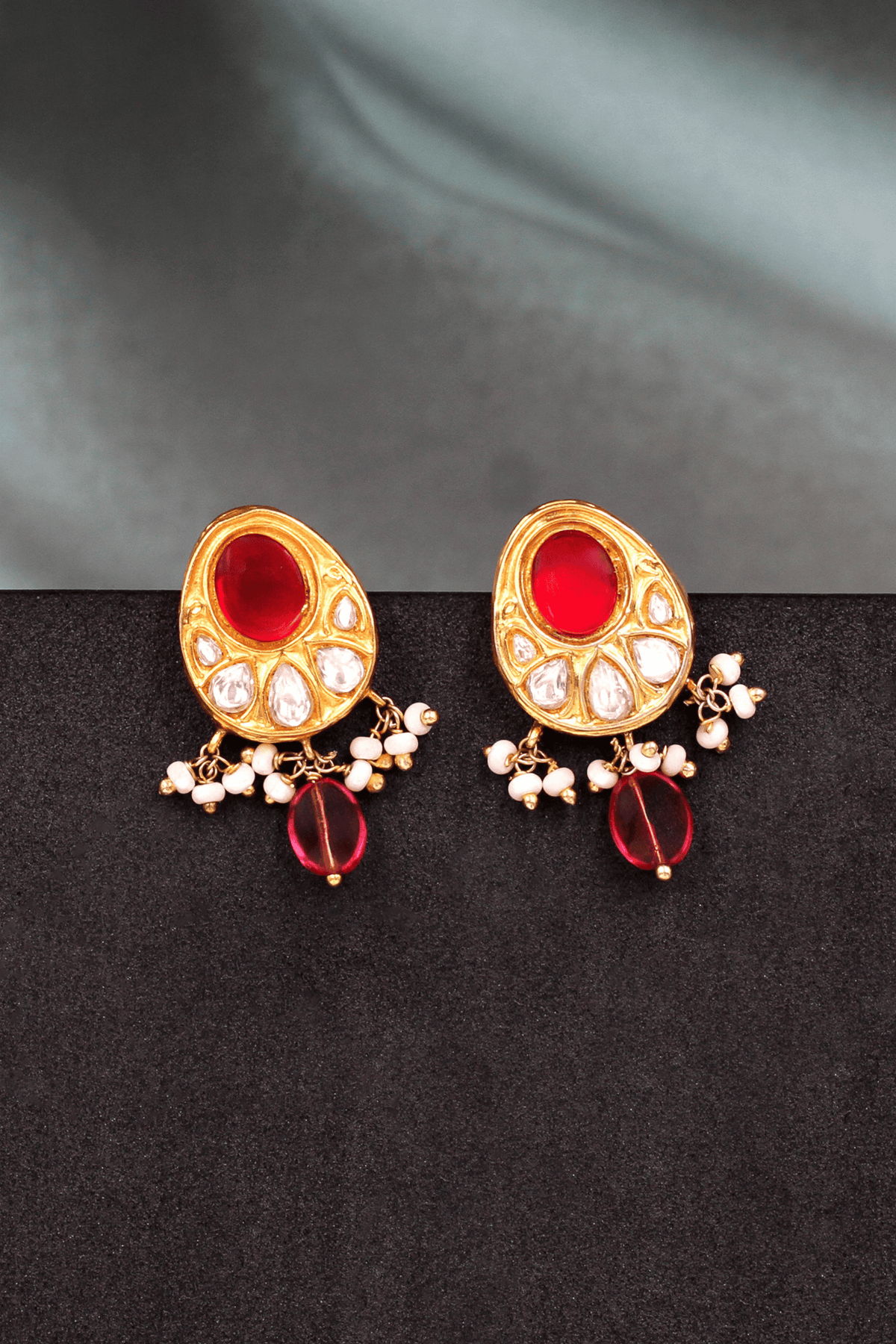 Luminous Gold Kundan Studded Earrings.