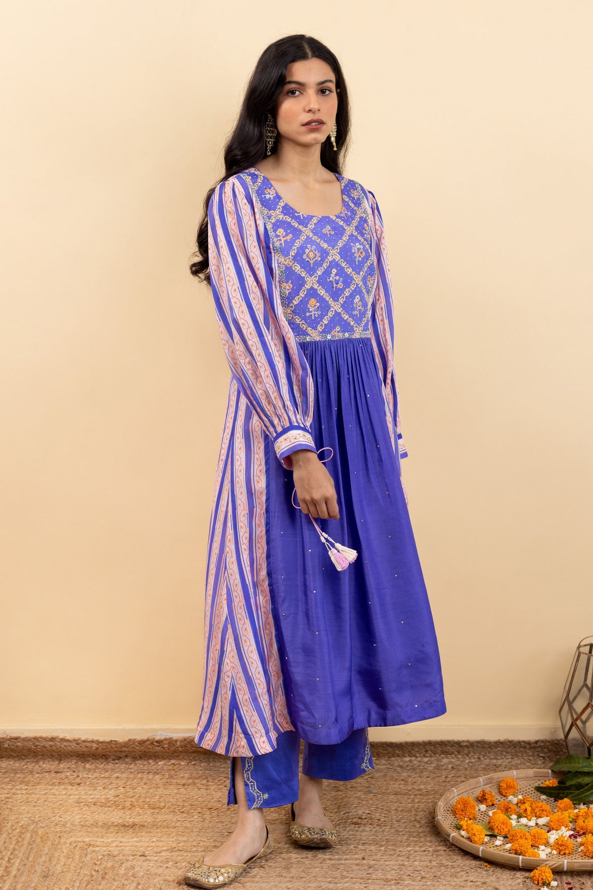 Purple Kira Gathered Kurta Set