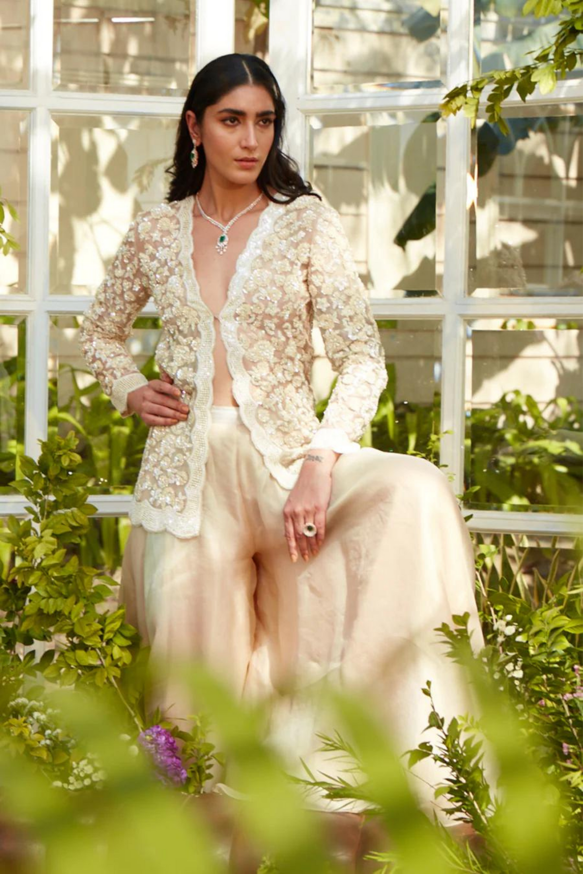 Beige sharara set