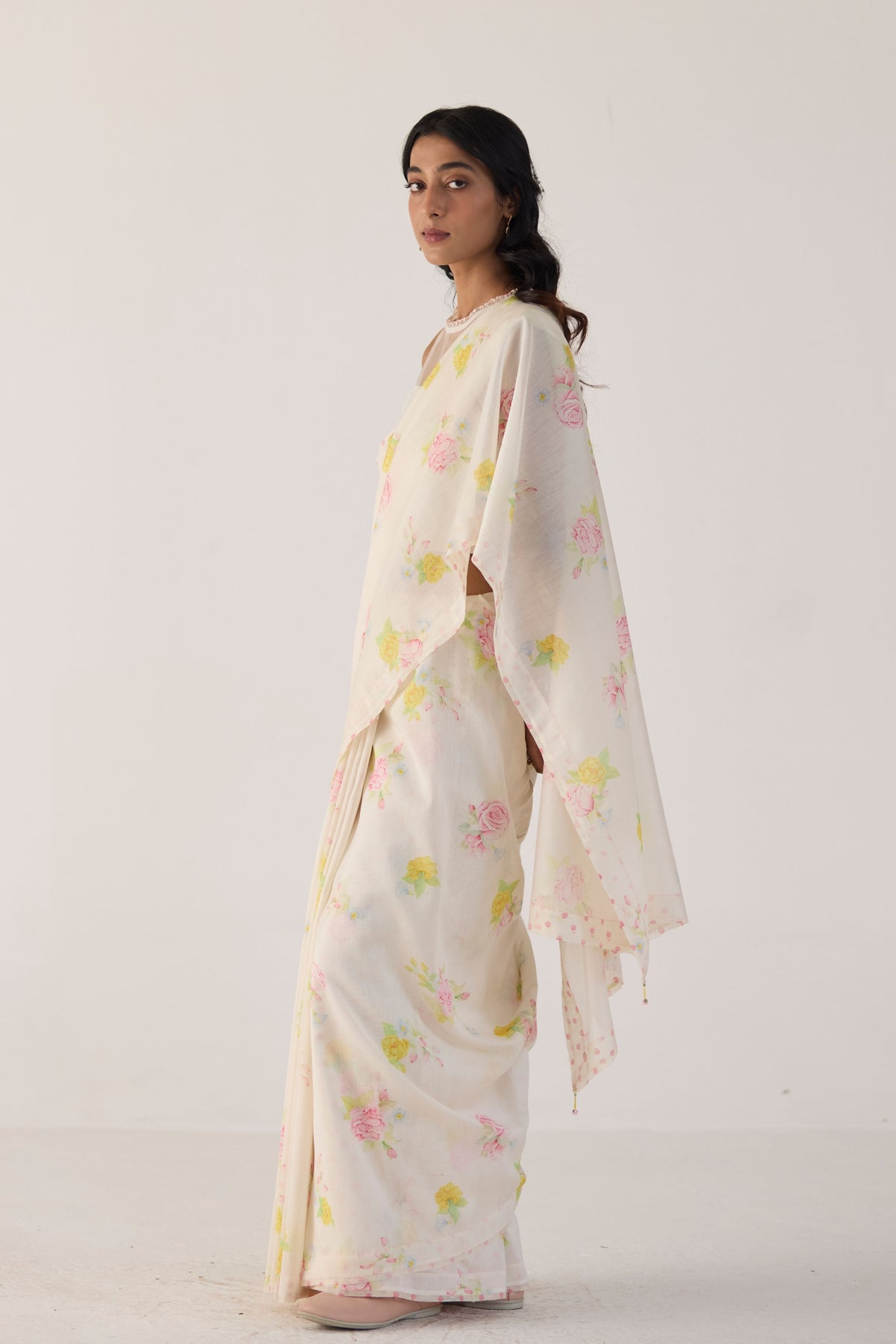 Valley Rose Silk and Cotton Chanderi Sari