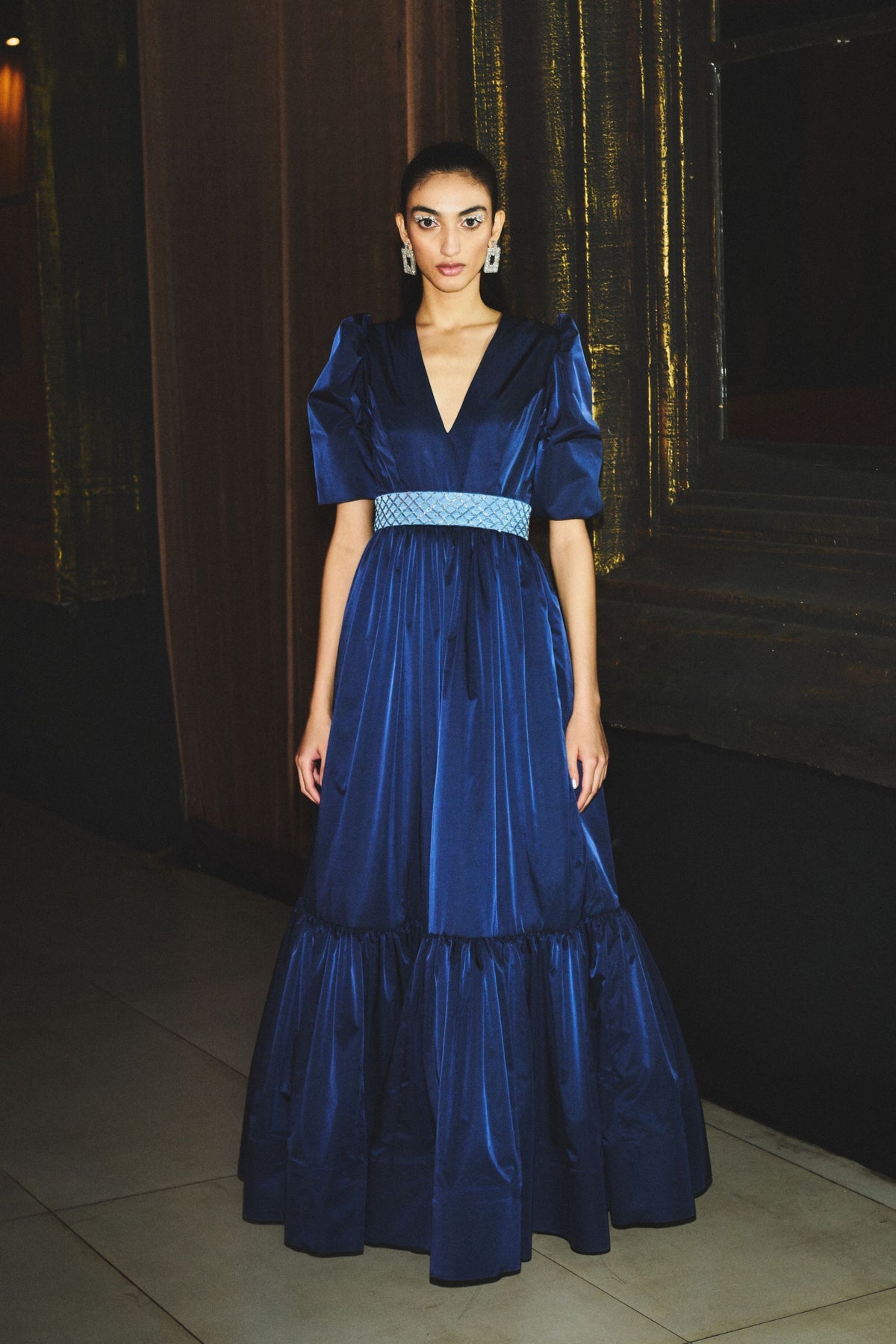 Midnight Blue Belted Gown