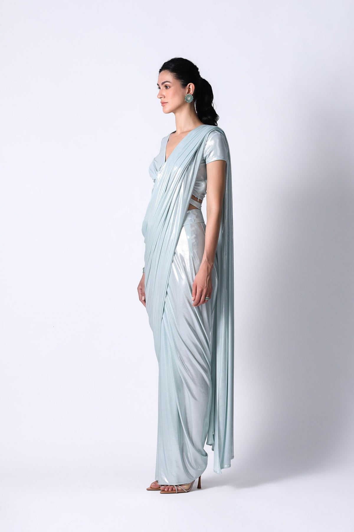 Liquid Top With Waterfall Sari