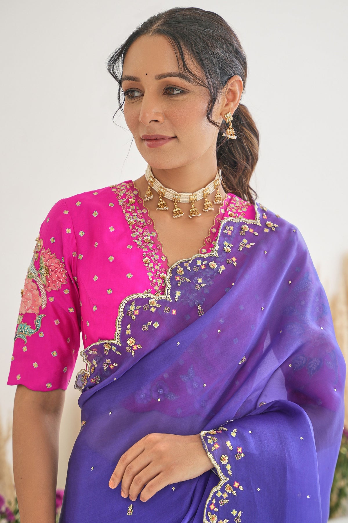 Nargis Saree Feeha Blouse in Royal Purple