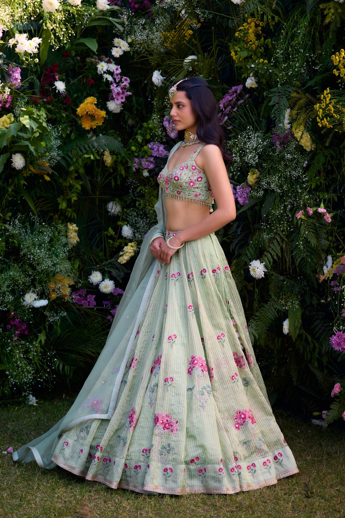 Smoke Green Lehenga Set