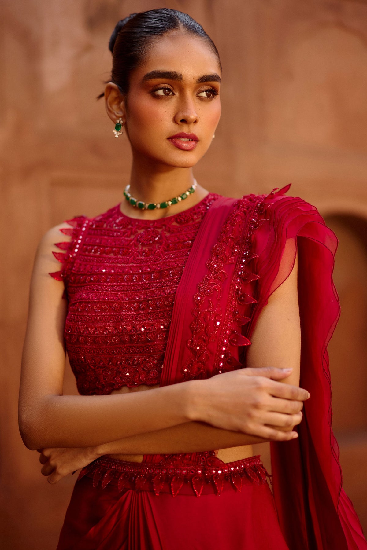 Garnet Draped Saree