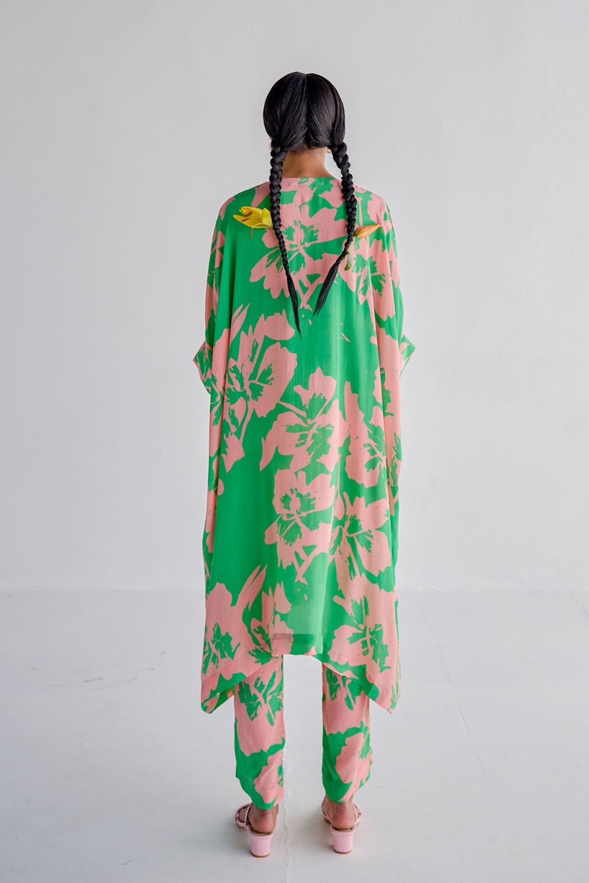 Green Print Kaftan Set