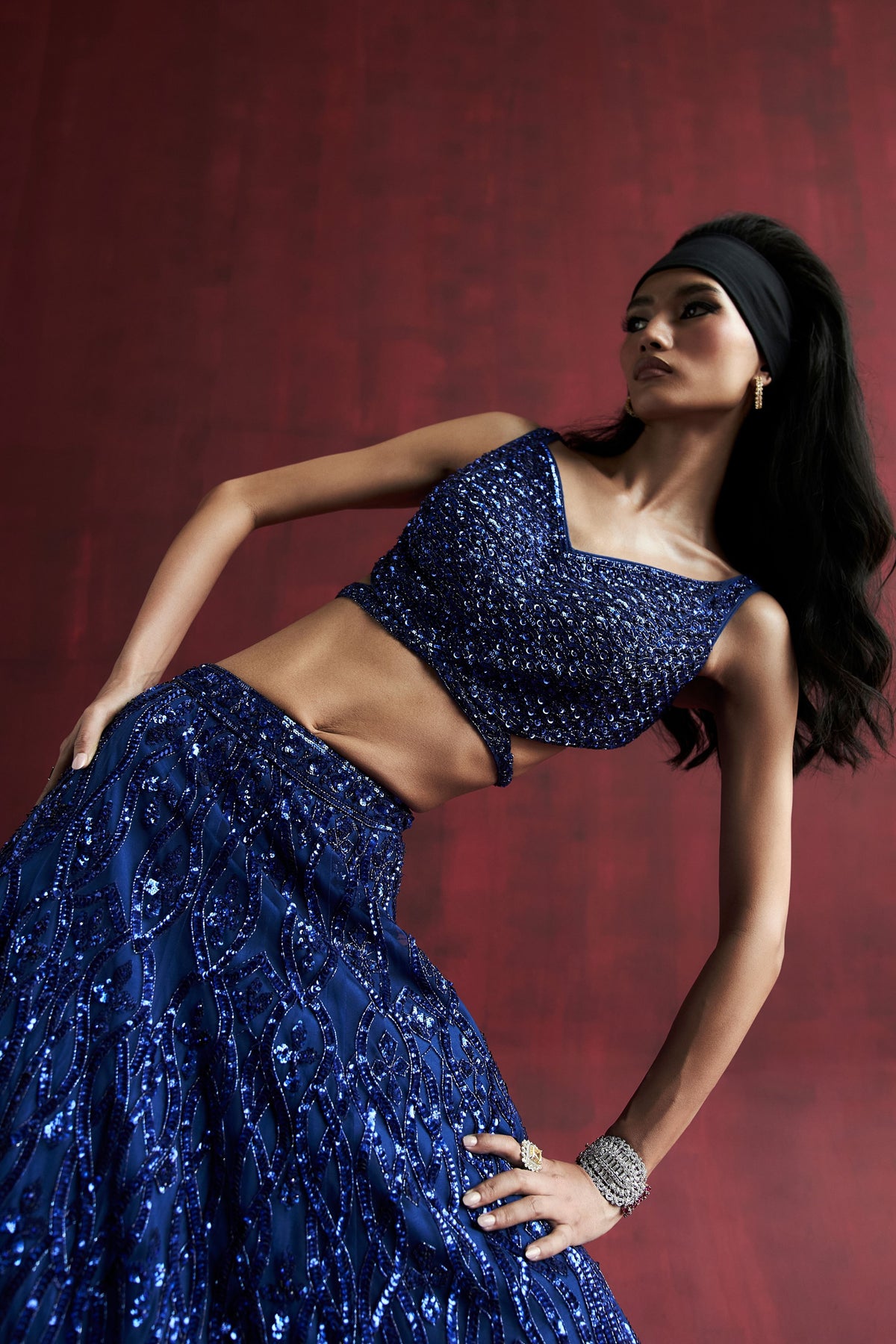 Electric Blue Nazrin Lehenga Set