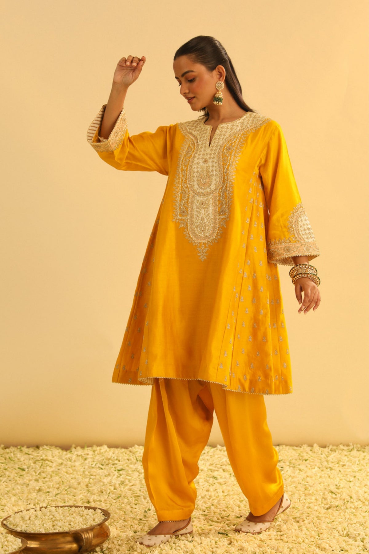 Arisana Mustard Kalidaar With Salwar