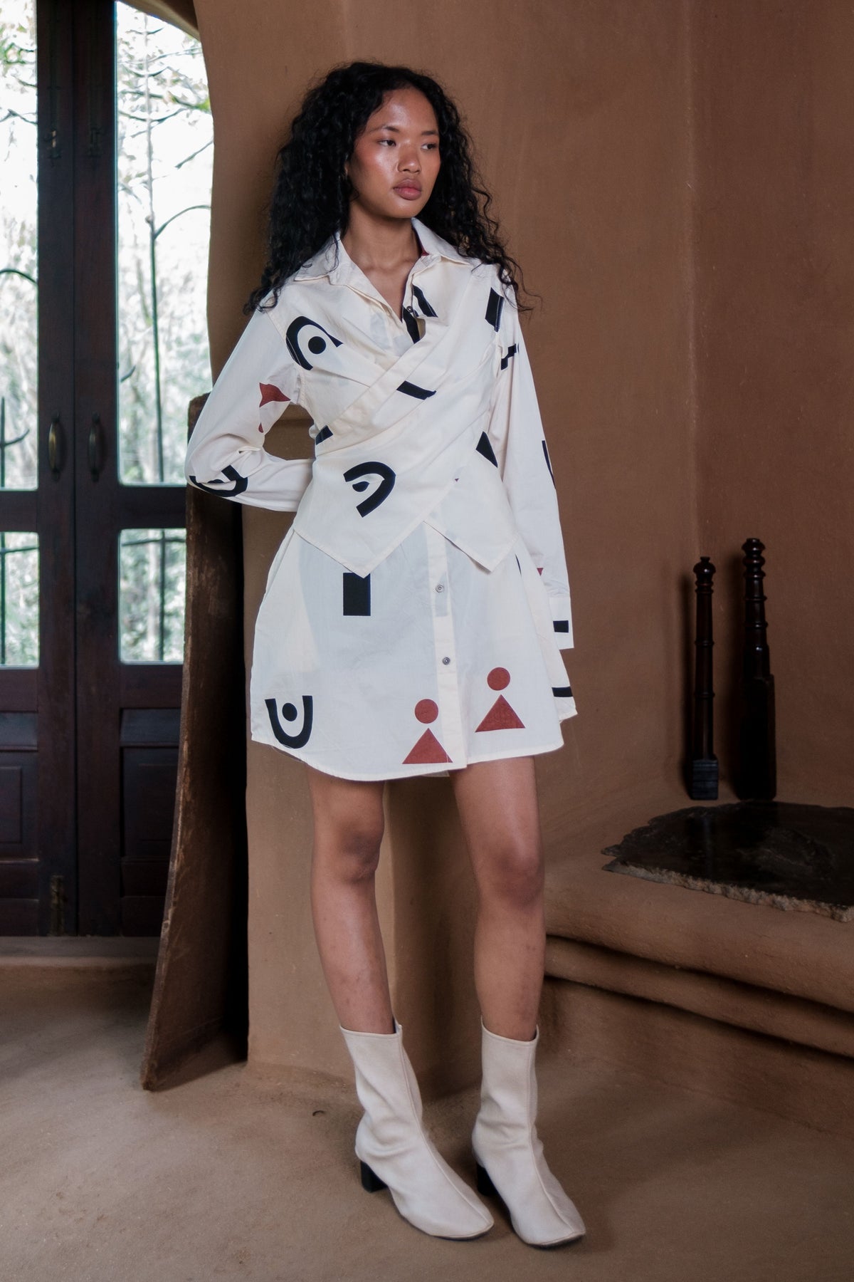 Ecru Triangle Seattle Shirt Dress