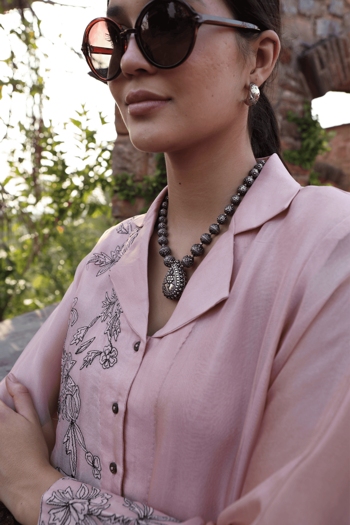 Dusty Pink Embroidered Kurta And Pant