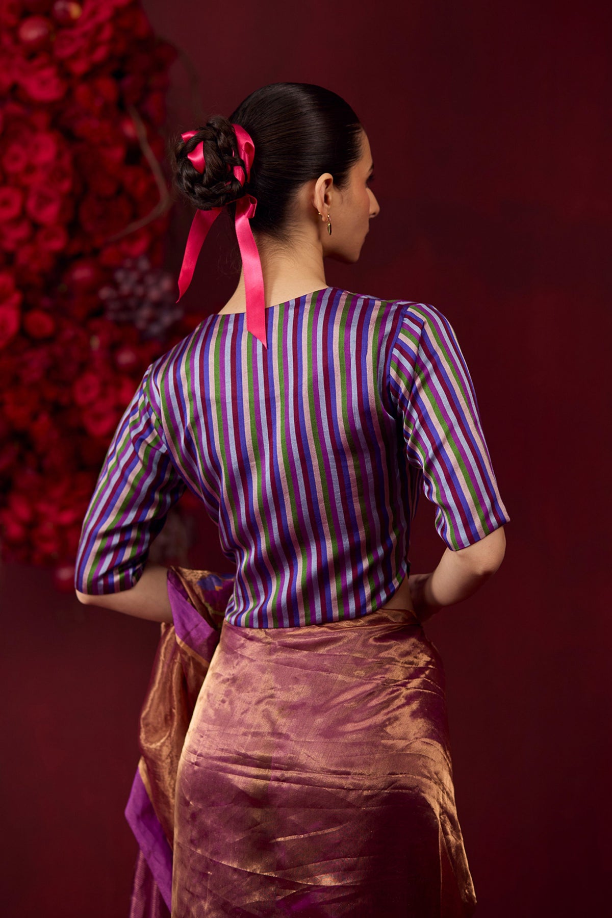 Cheerful Violet Striped Blouse