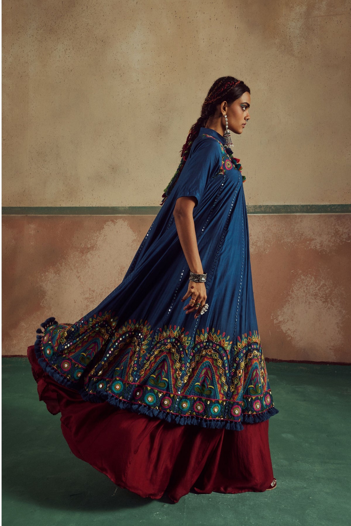 Blue Anarkali With Lehenga Set