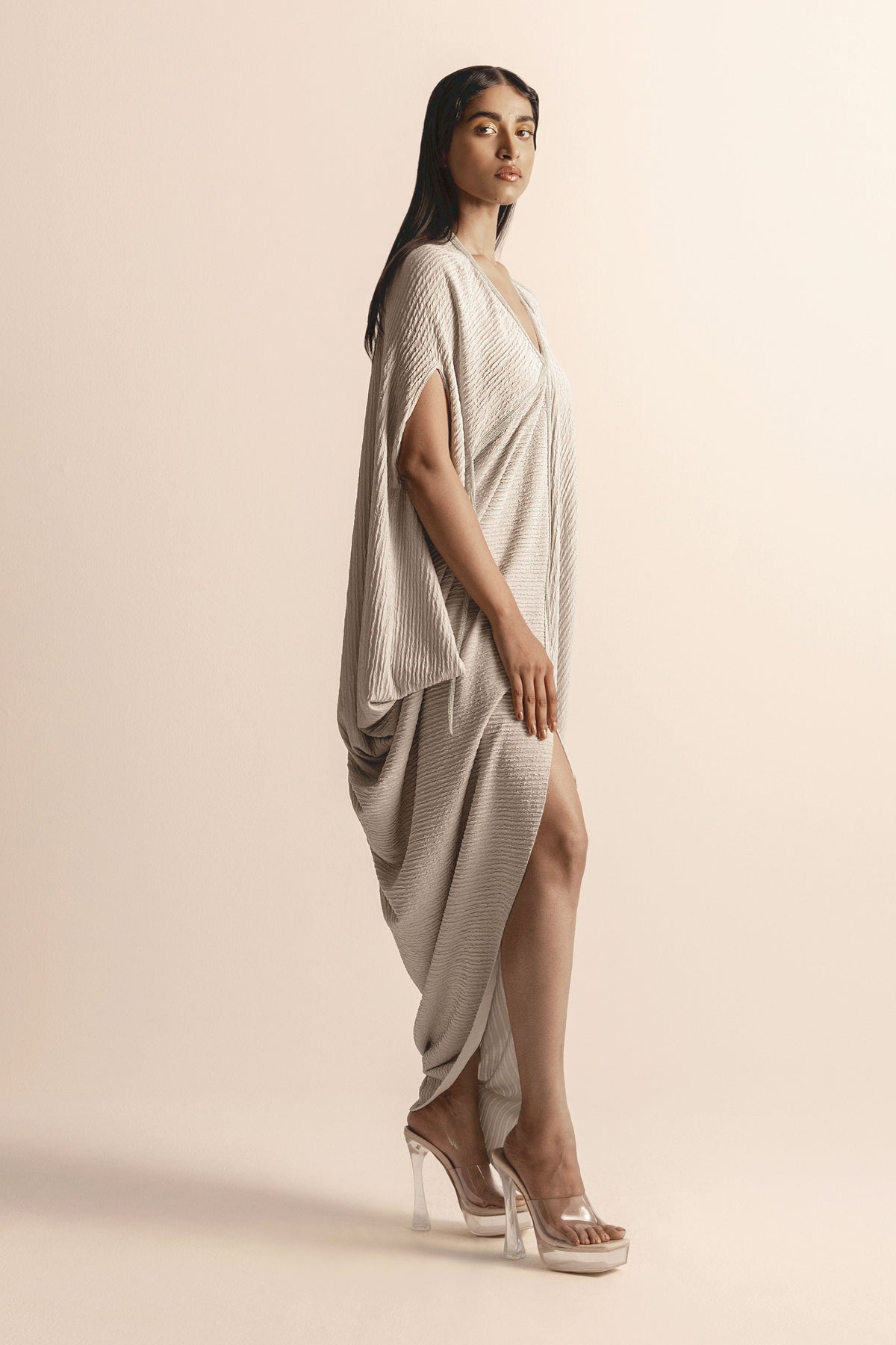 Knit Draped Long Dress