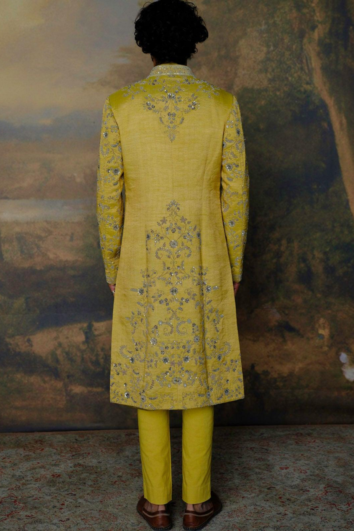 Mustard Sherwani Set