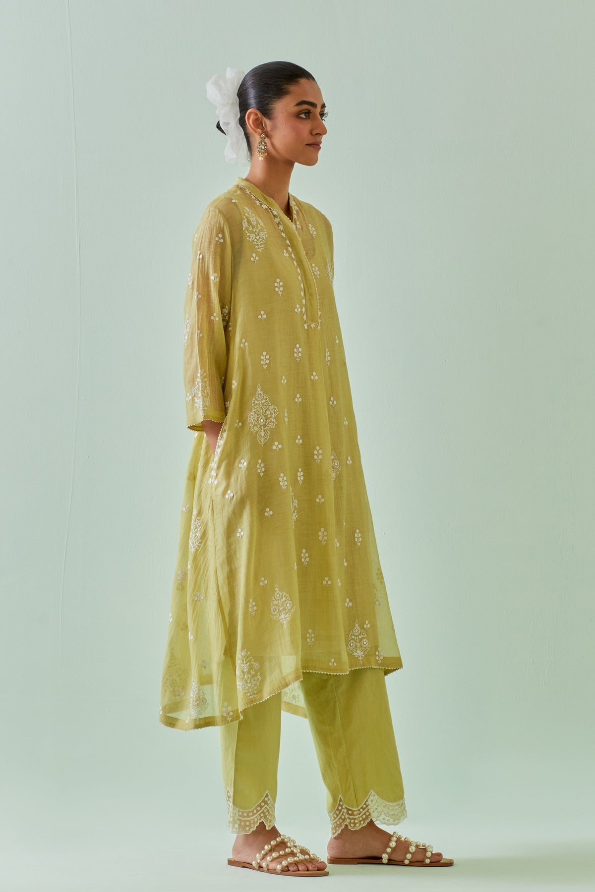 Green Dori Embroidery Kurta Set