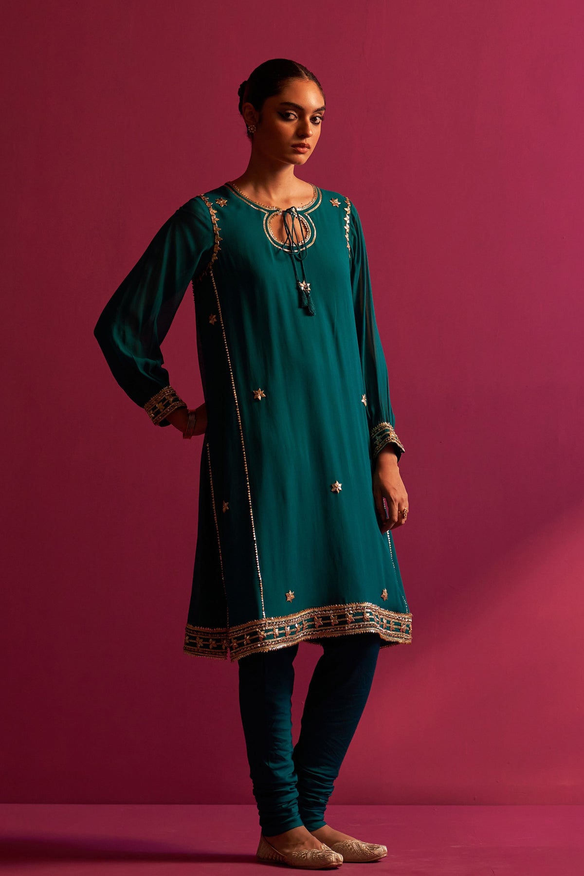 Turquoise Green Jhalak Kurta Set