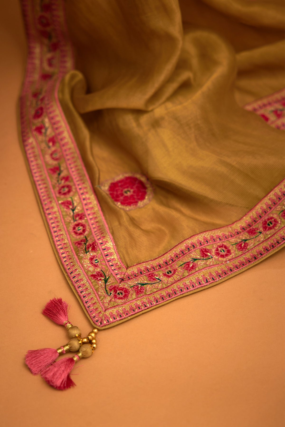 Mustard gold Saree set