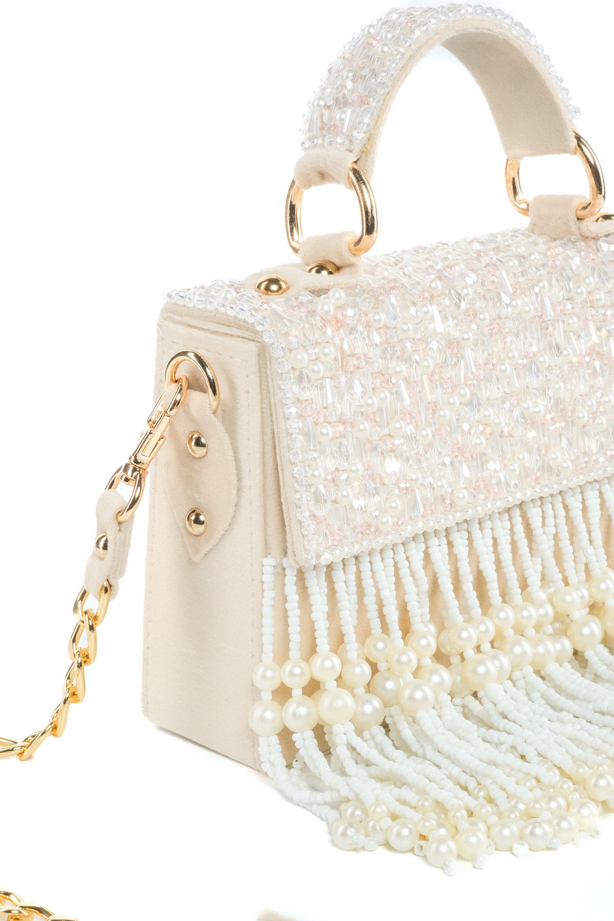 Julia Ivory Embellished Box Bag