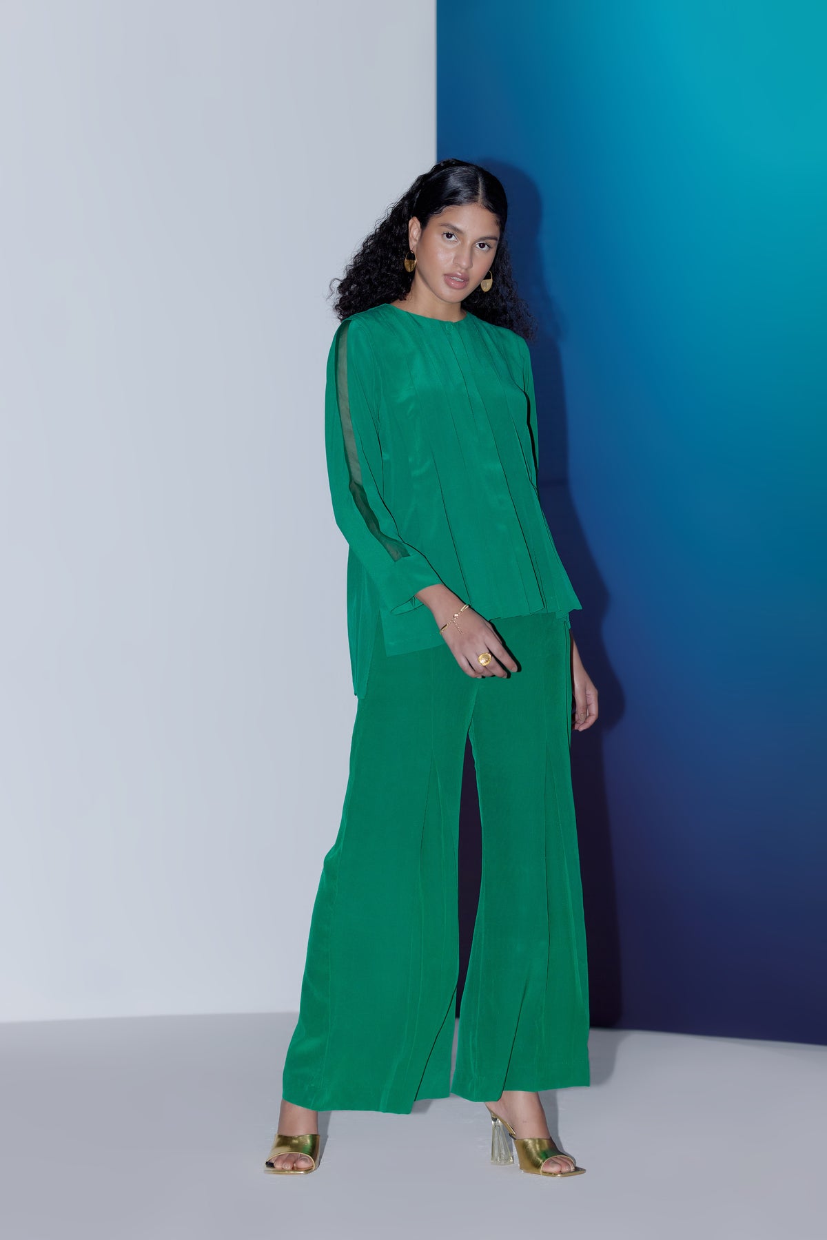 Flared Pants Emerald Green