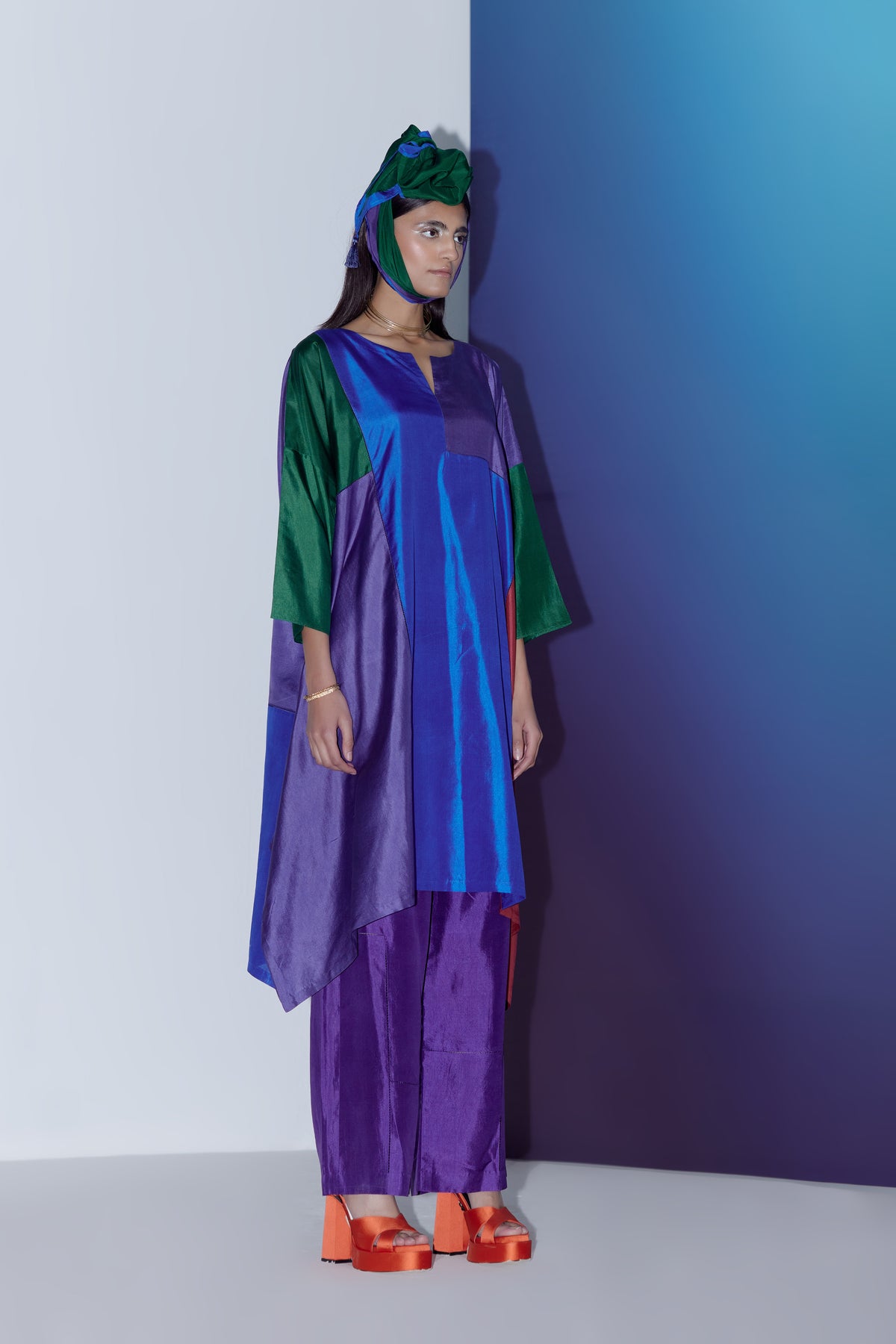 Color Block Kurta Set