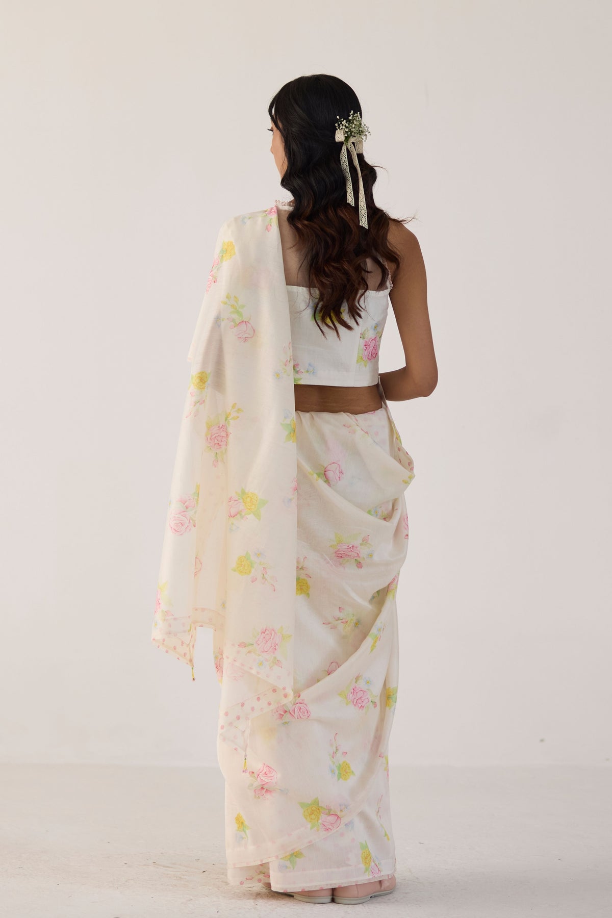 Valley Rose Silk and Cotton Chanderi Sari