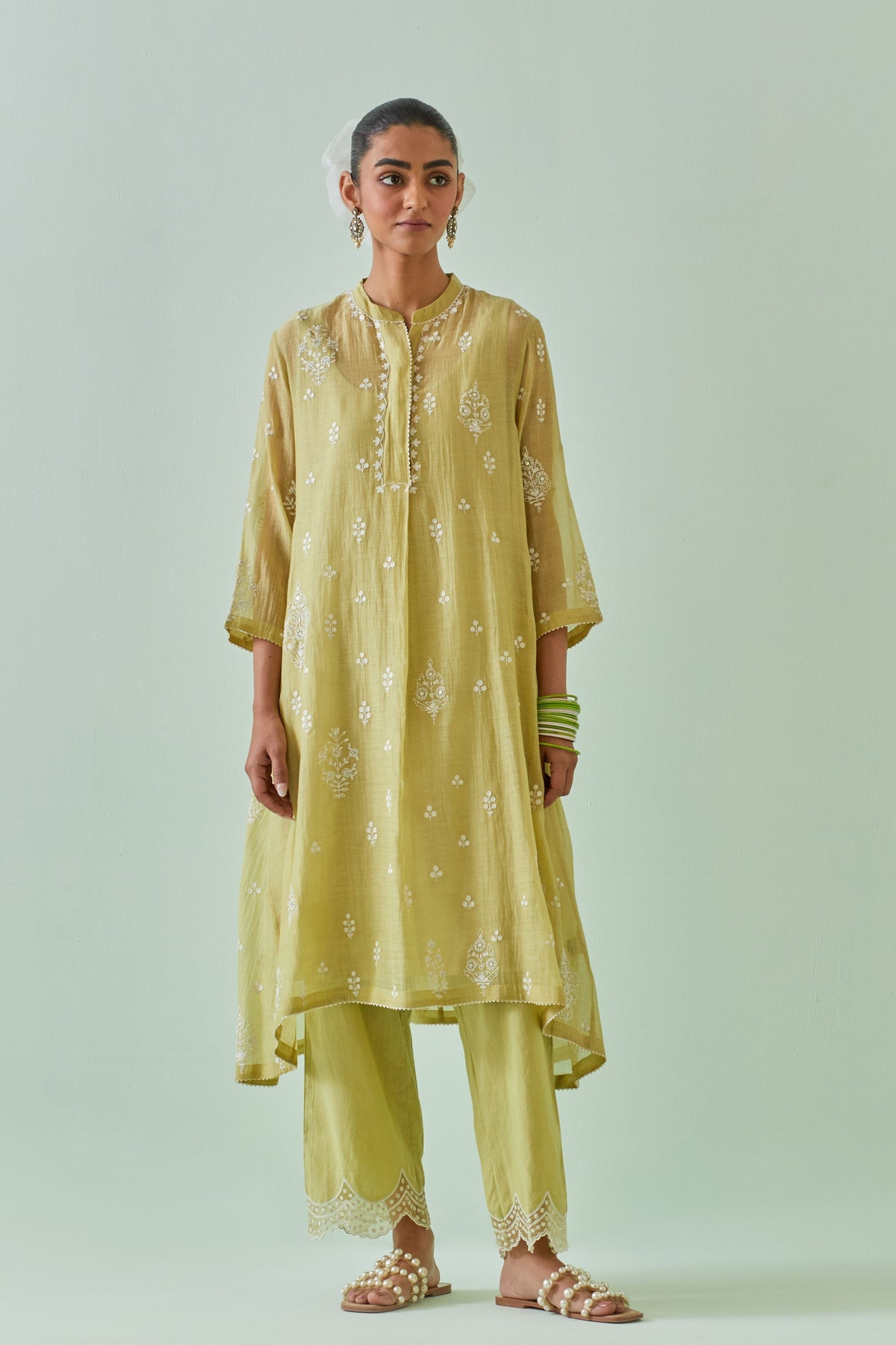 Green Dori Embroidery Kurta Set