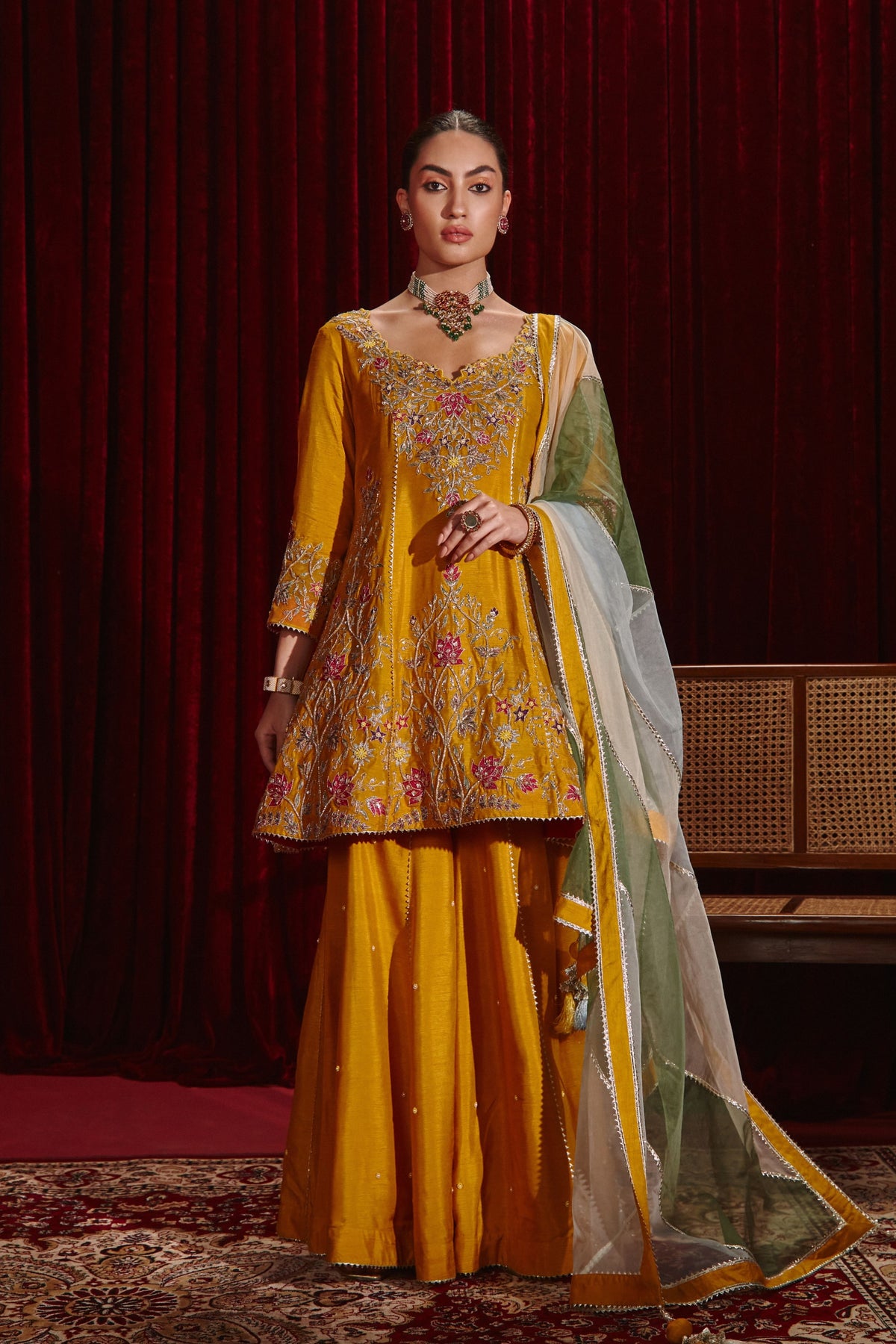 Mustard Anahita Sharara Set