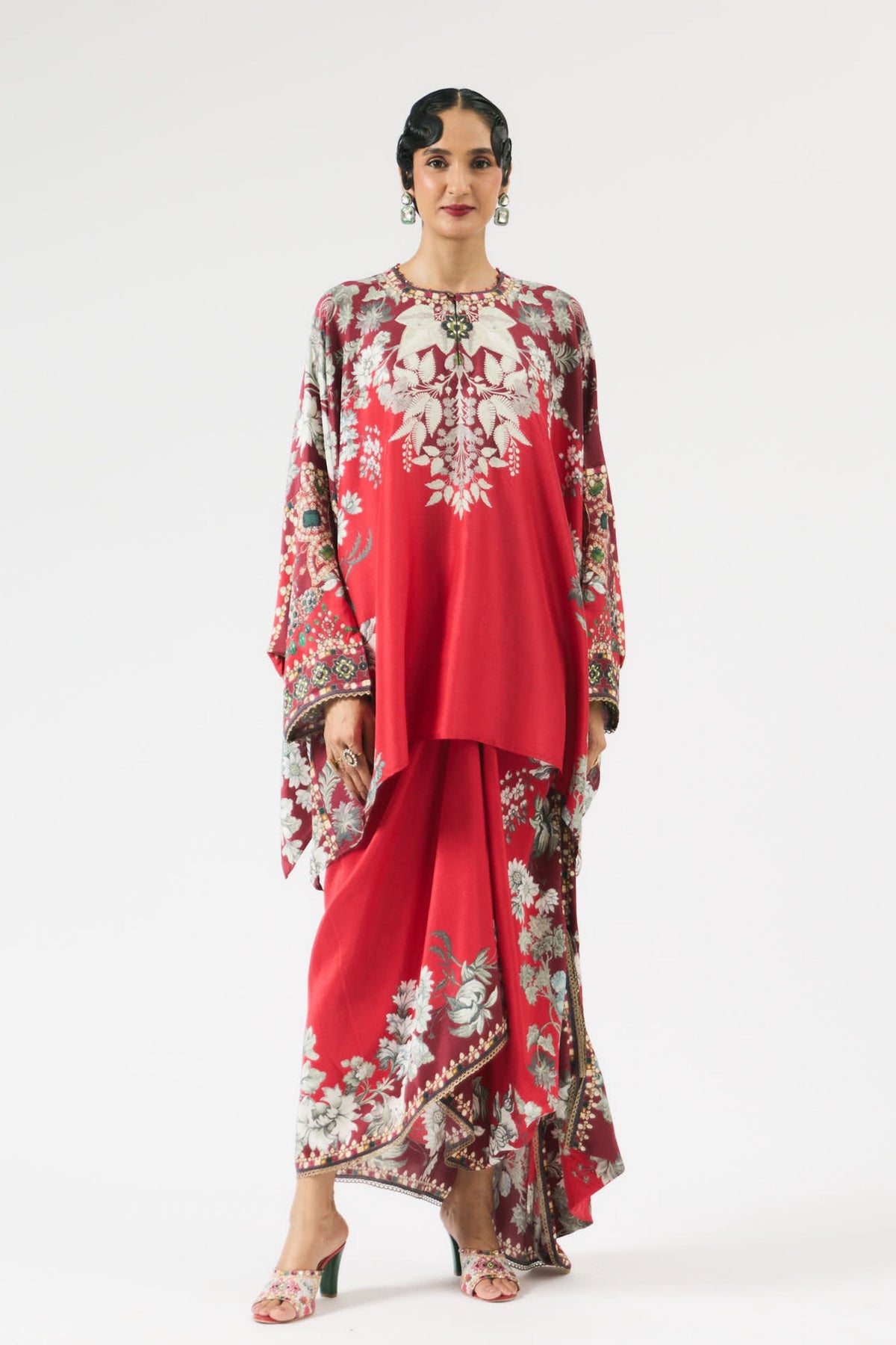 Nizam Insha Red Tunic Set