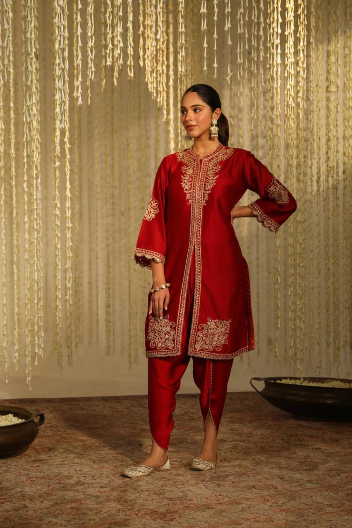 Gulbano Red Kurta Set