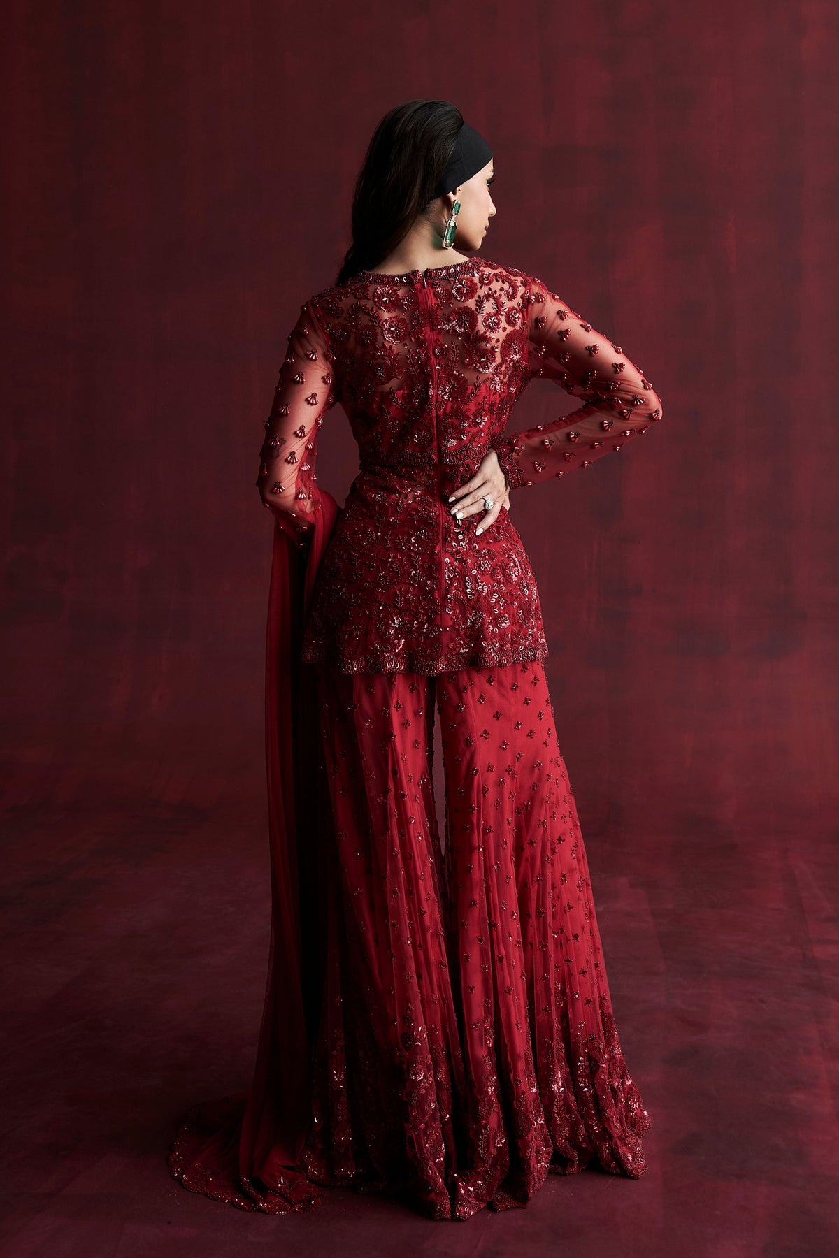 Red Gul Sharara Set