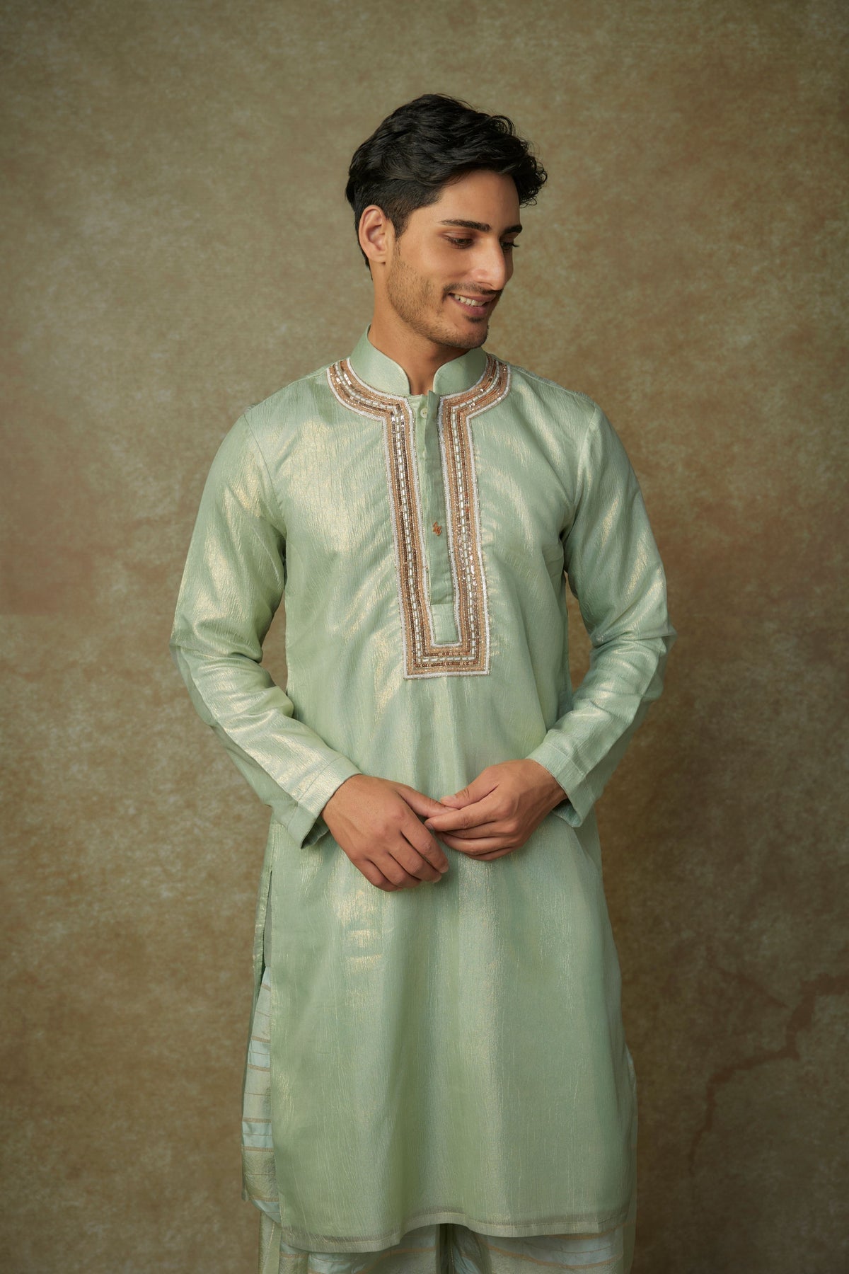 Green Embroidered Kurta Set