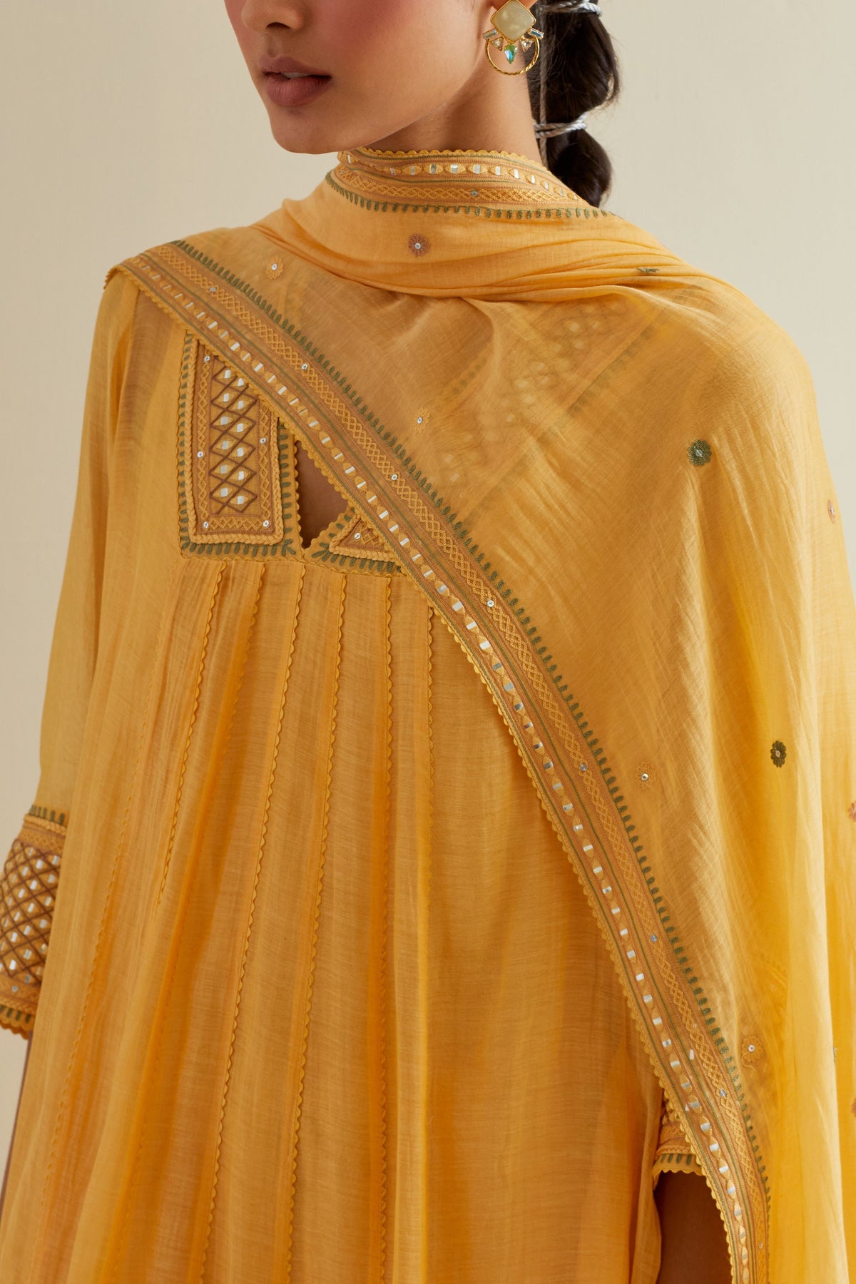 Yellow Yoke Kurta Set