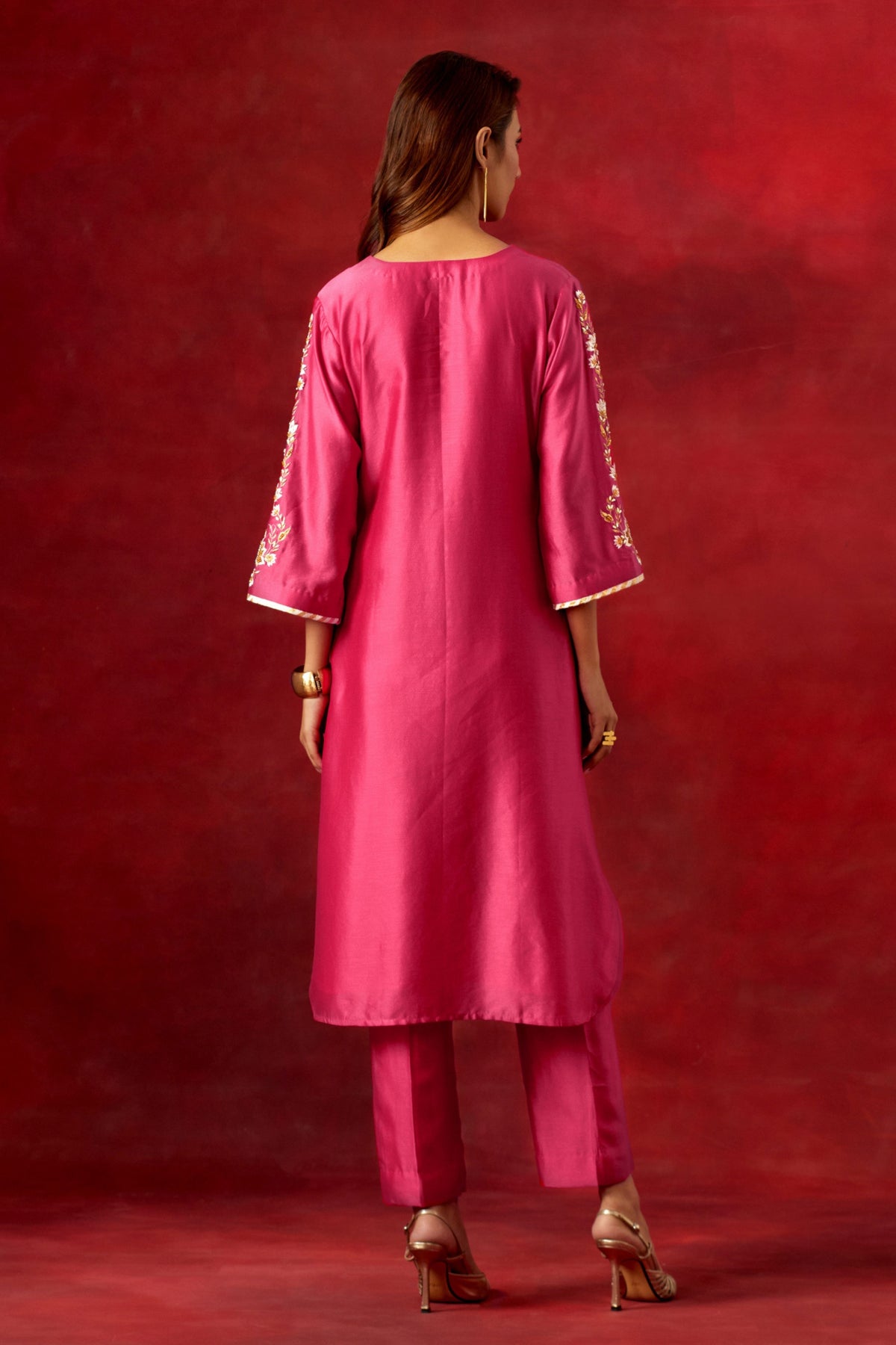 Fuchsia Round Hem Kurta Set