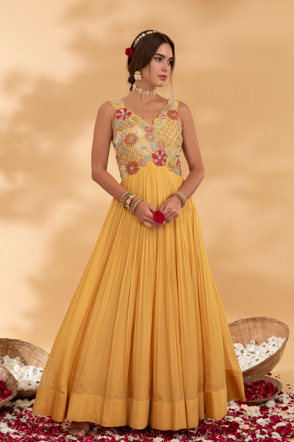 Golden Yellow Anarkali Set