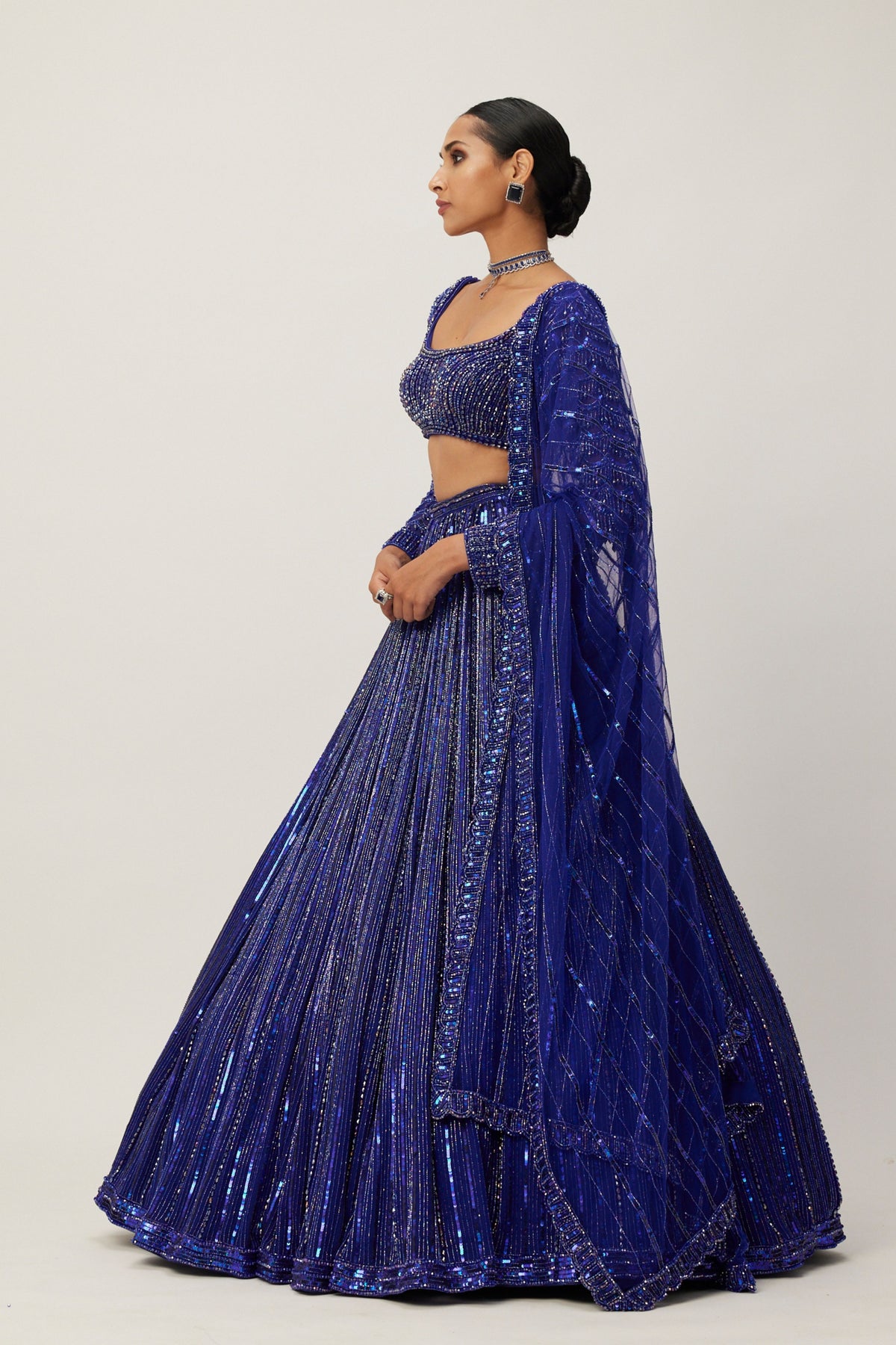 Blue Embroidered Lehenga Set