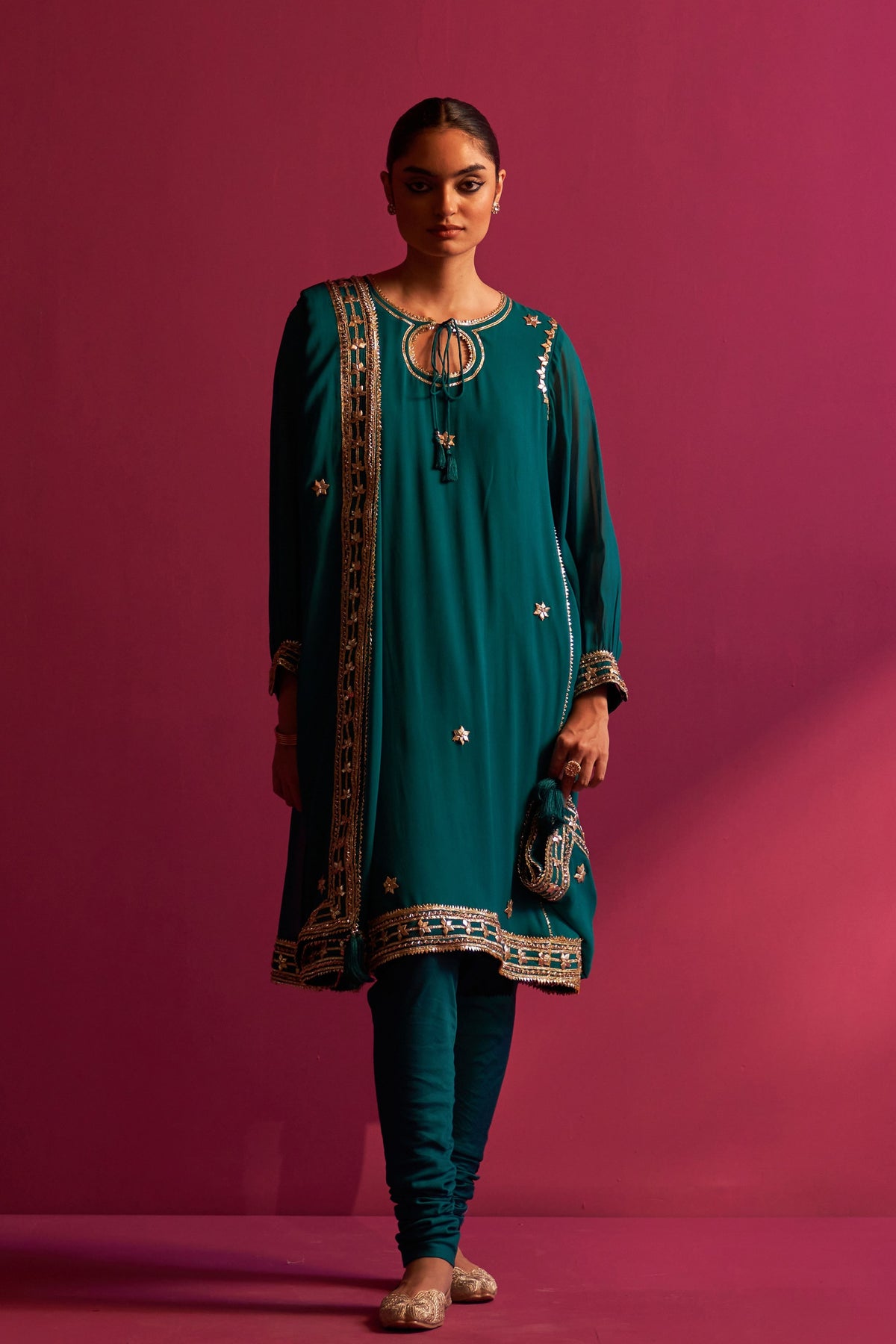 Turquoise Green Jhalak Kurta Set